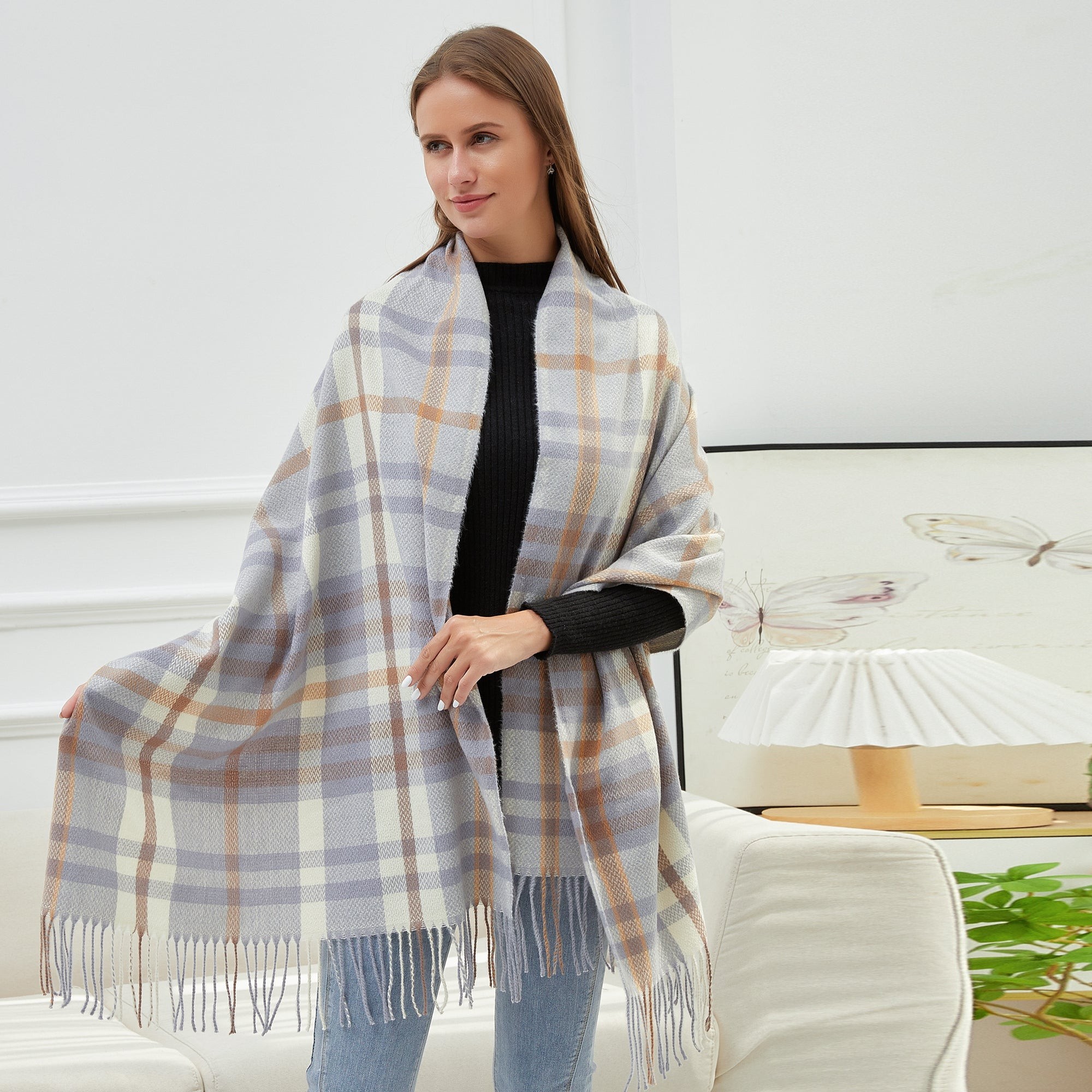 Echarpe VALENTINA Bleu 100% Cachemire 170x80 cm