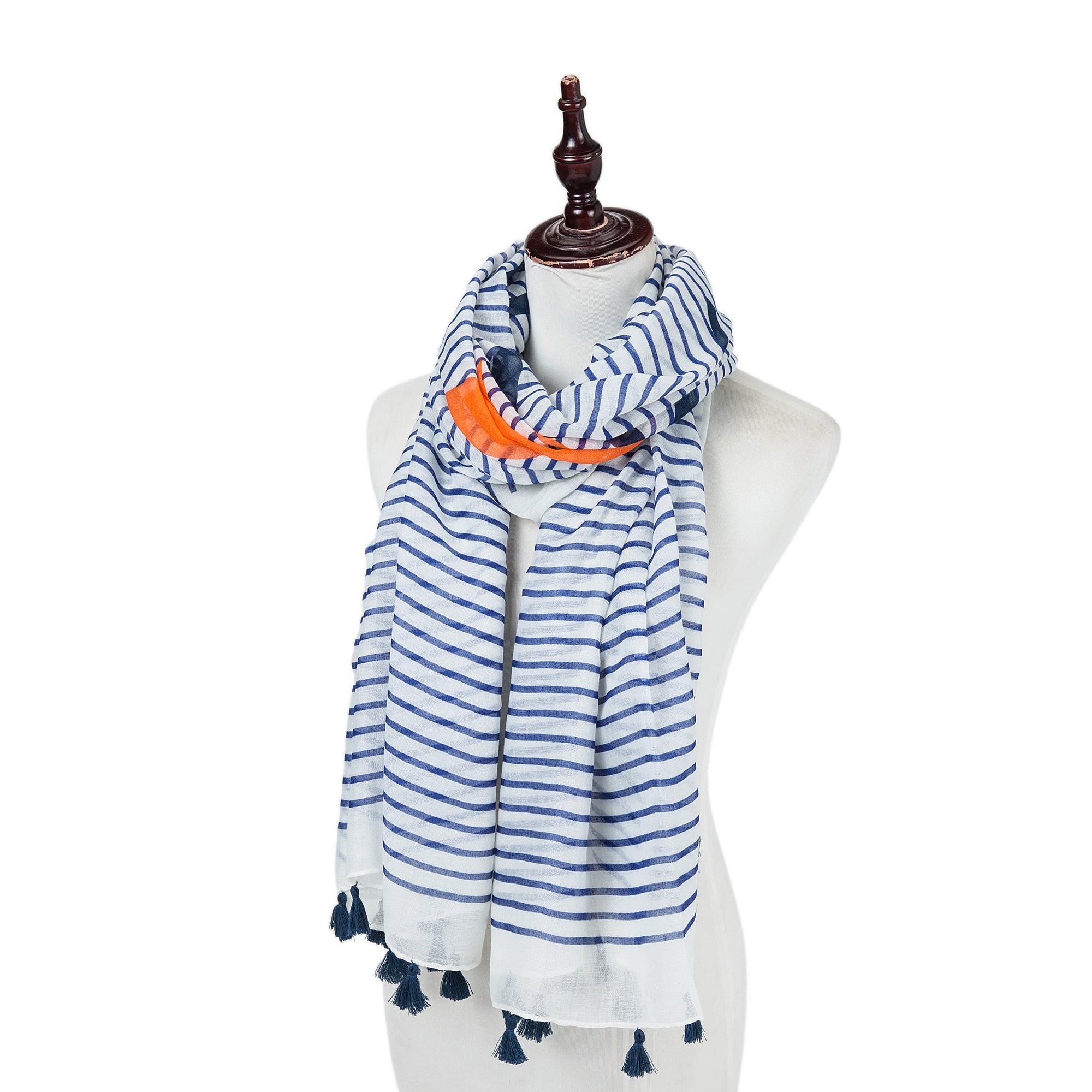 Étole coton Blue Zebra Athéna Bleu 100% Coton 180x90cm