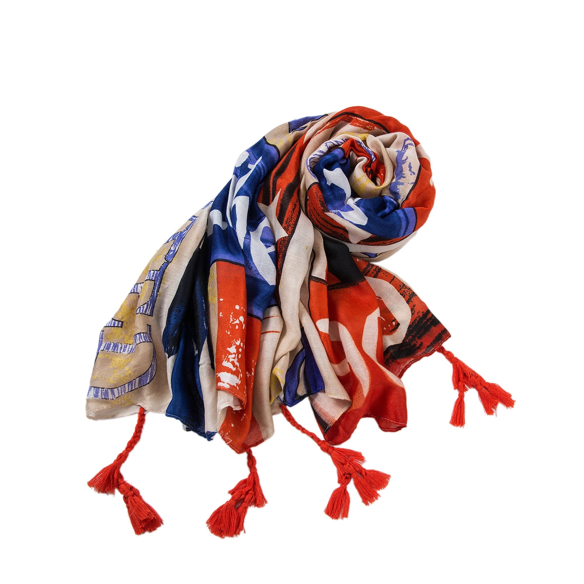 Étole coton Red Blue US Athéna