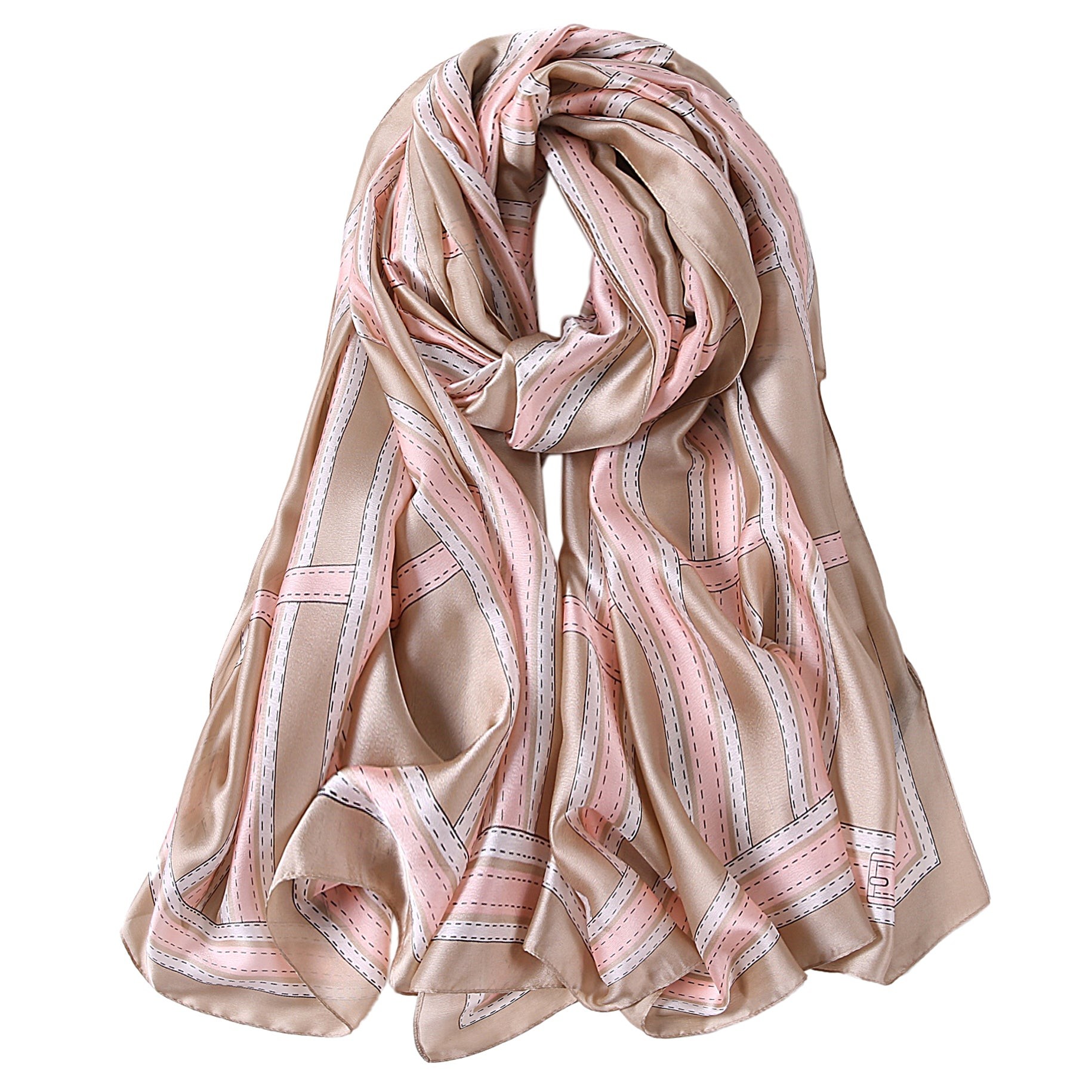 Étole de Soie Beige Bestprint Saint Germain Beige 100% Soie 180x90cm