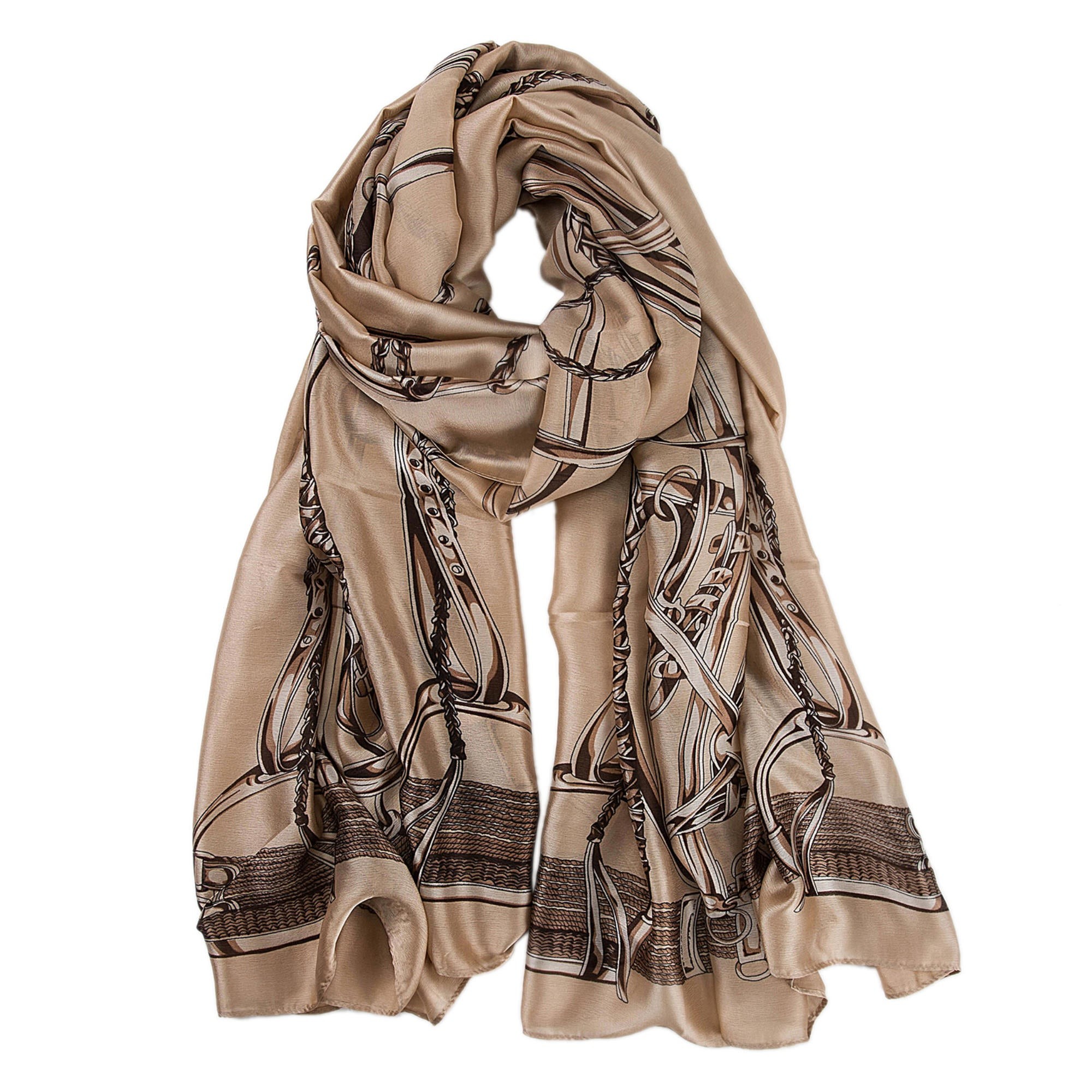 Étole de Soie Beige Brown Florina Beige 100% Soie 180x90cm