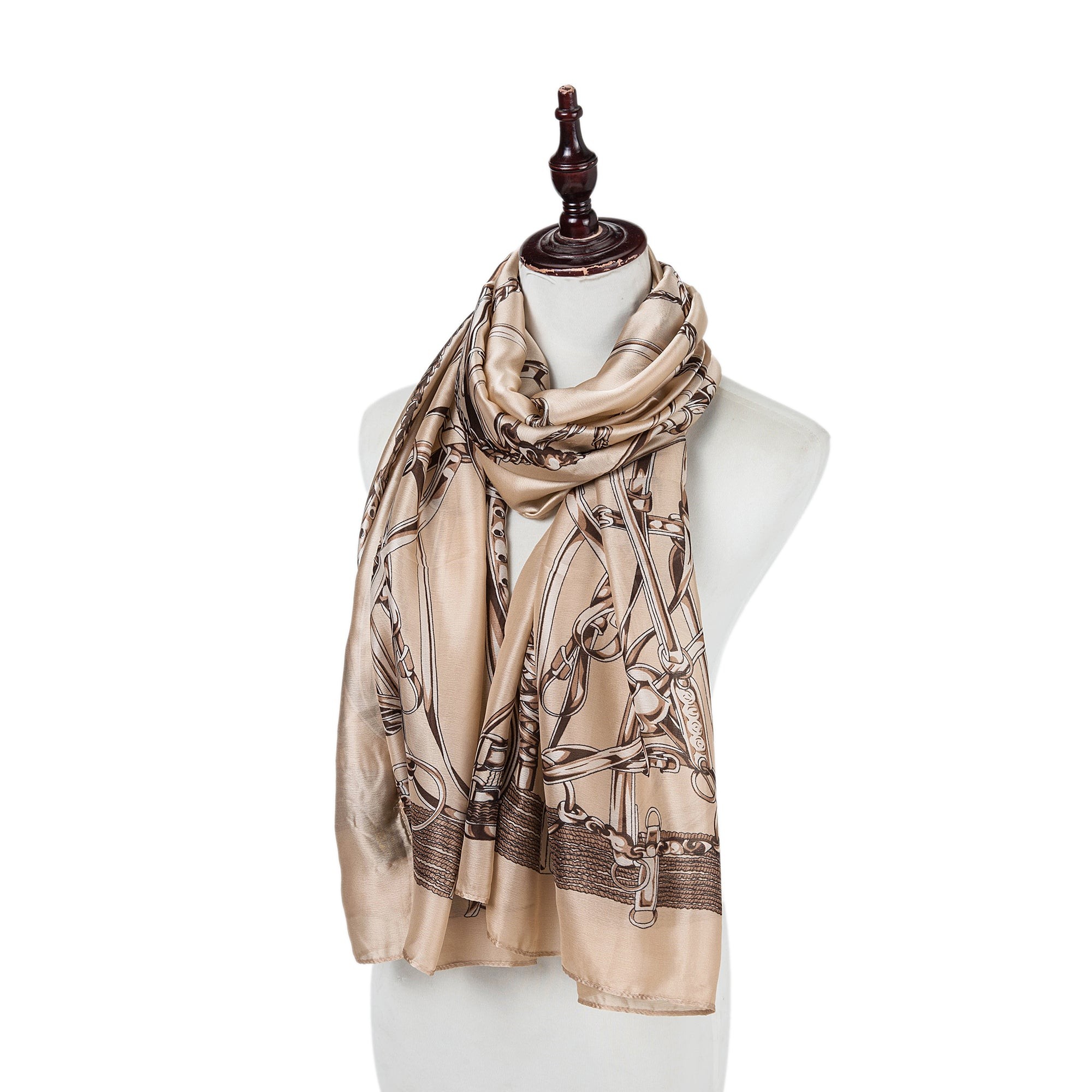 Étole de Soie Beige Brown Florina Beige 100% Soie 180x90cm