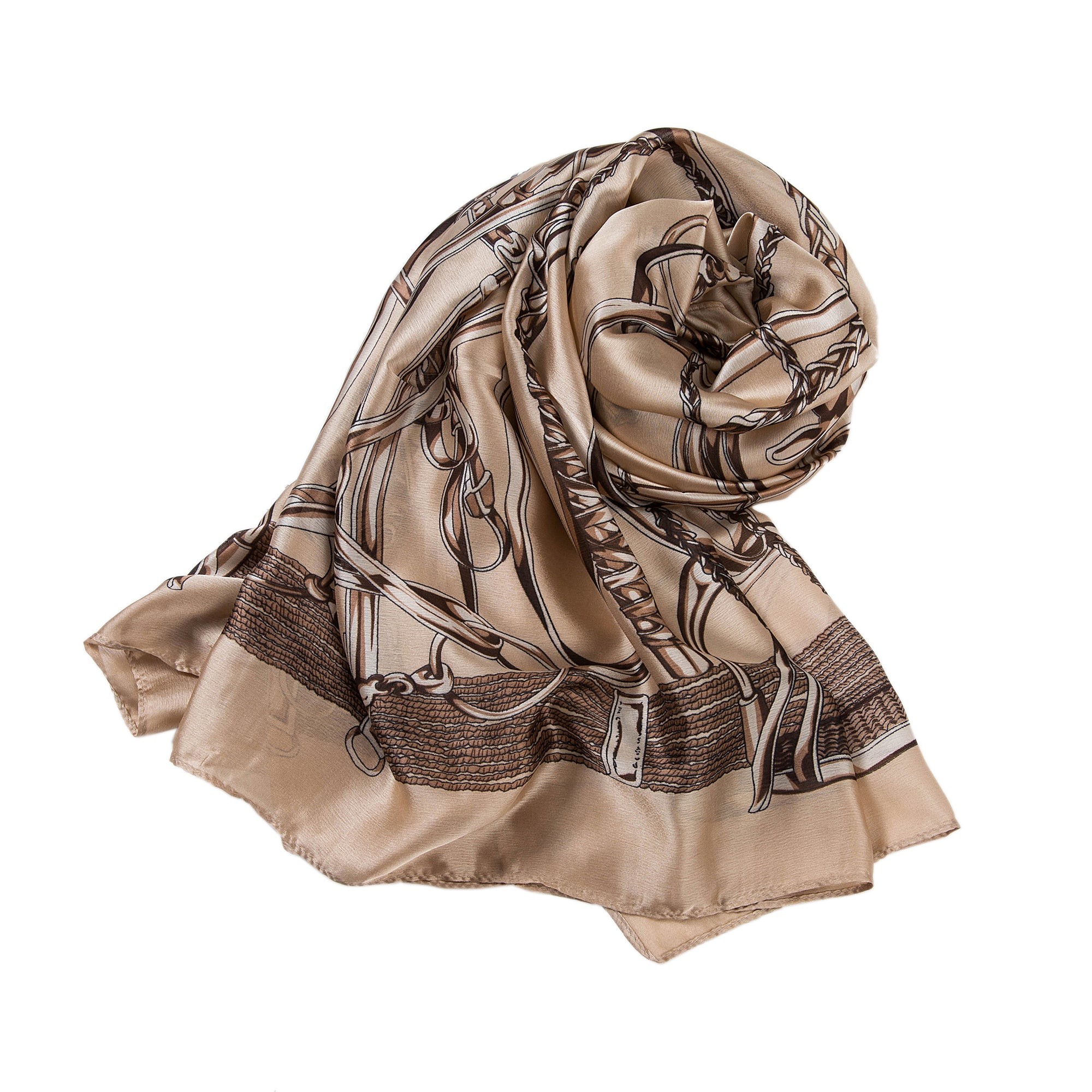 Étole de Soie Beige Brown Florina Beige 100% Soie 180x90cm