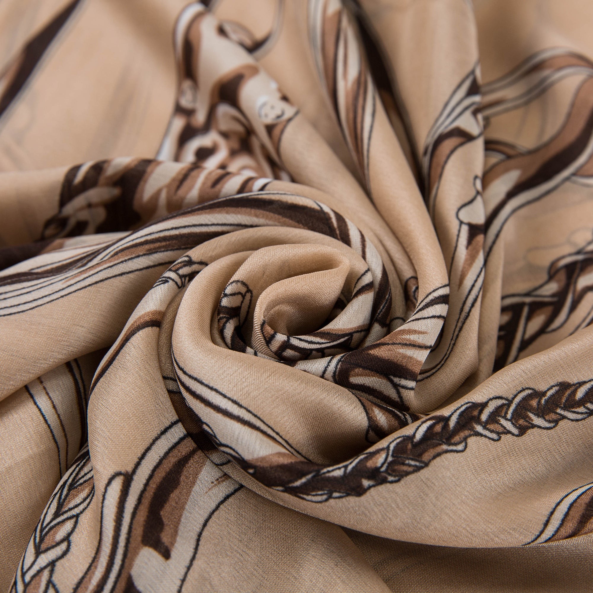Étole de Soie Beige Brown Florina Beige 100% Soie 180x90cm