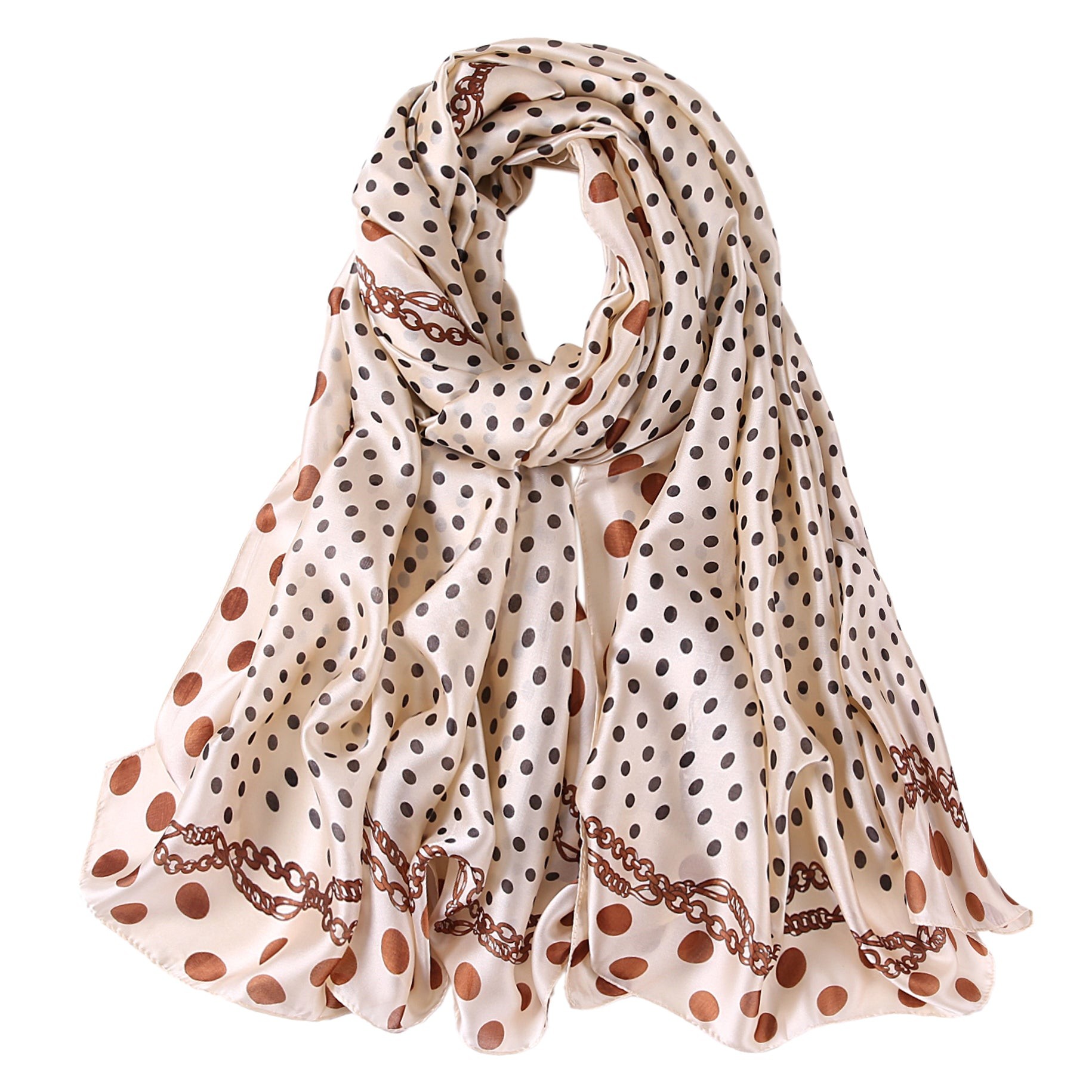 Étole de Soie Beige Point Beige 100% Soie 180x90cm
