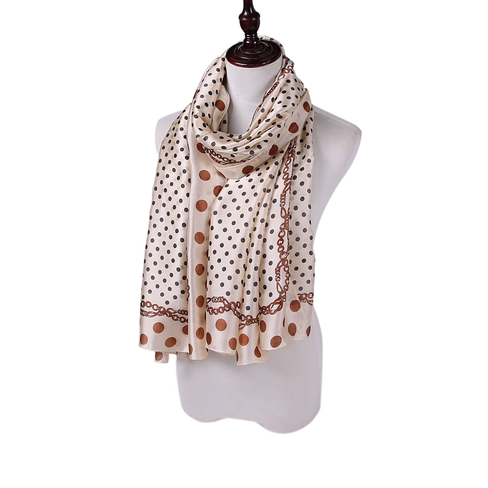 Étole de Soie Beige Point Beige 100% Soie 180x90cm