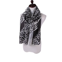 Étole de Soie Black Léopard Double F Noir 100% Soie 180x90cm