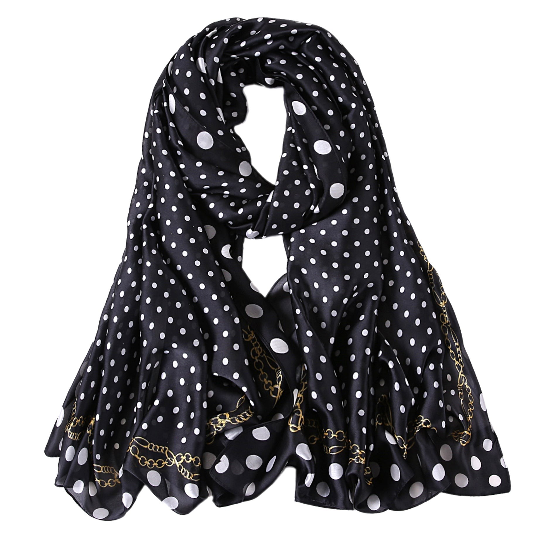 Étole de Soie Black Point Noir 100% Soie 180x90cm