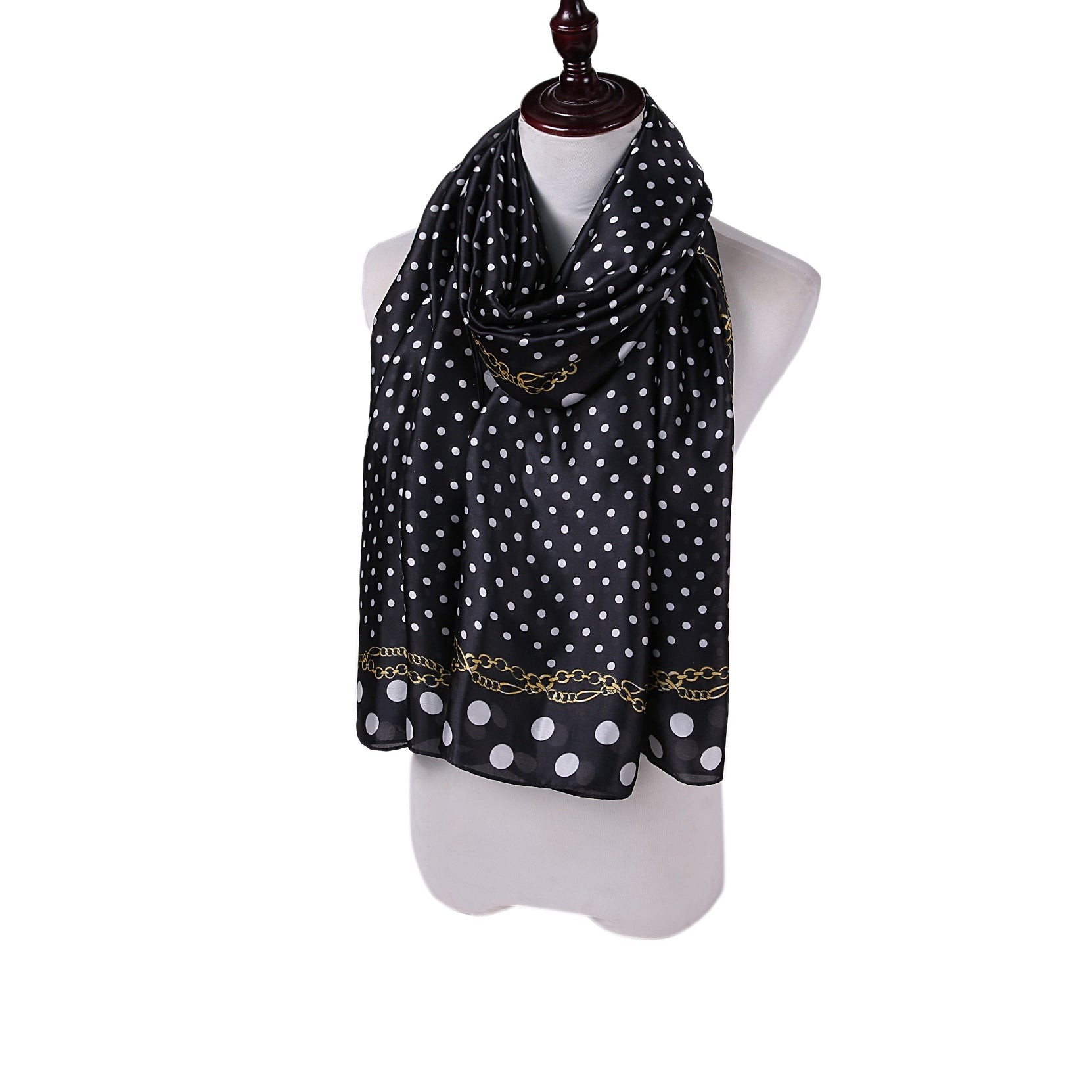 Étole de Soie Black Point Noir 100% Soie 180x90cm