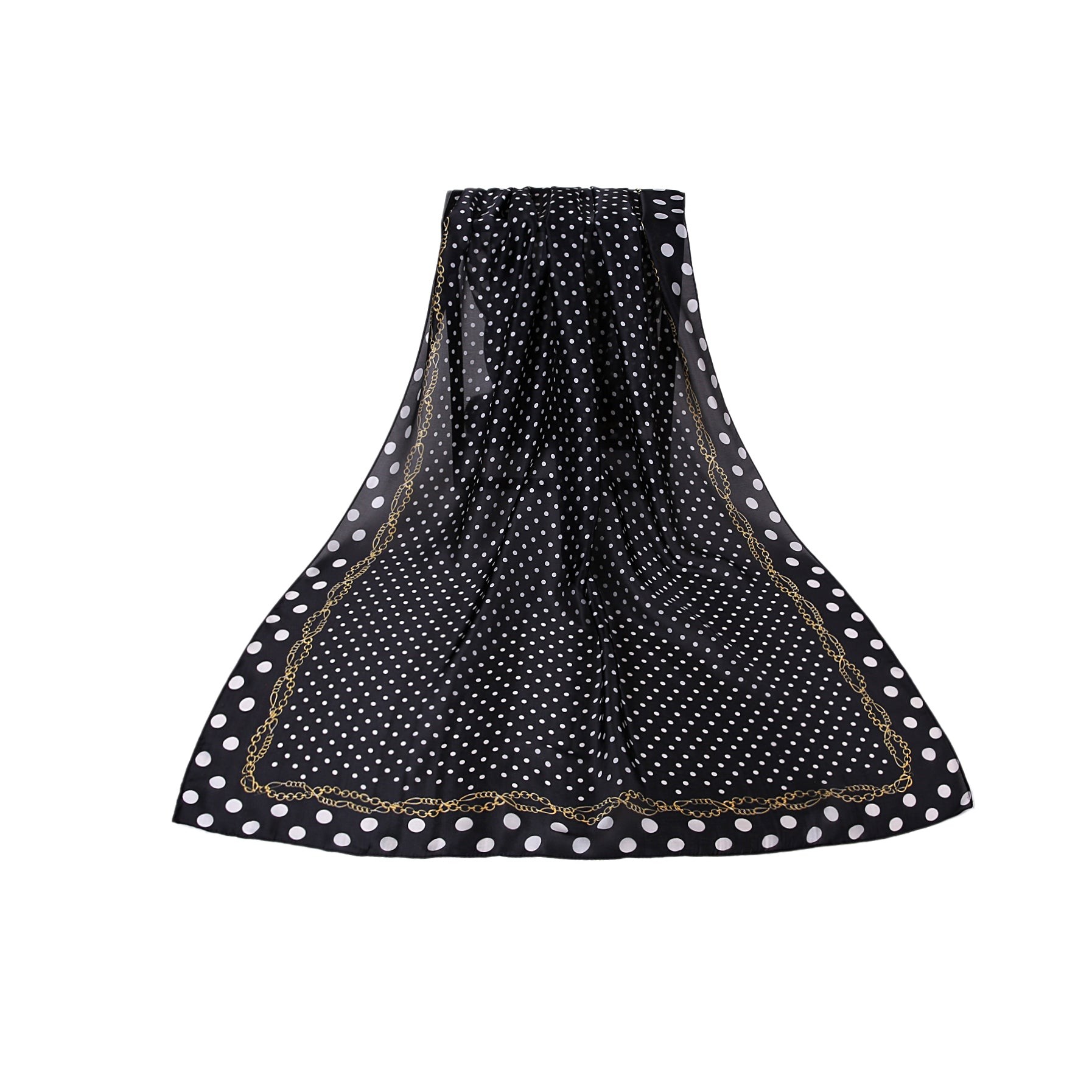 Étole de Soie Black Point Noir 100% Soie 180x90cm