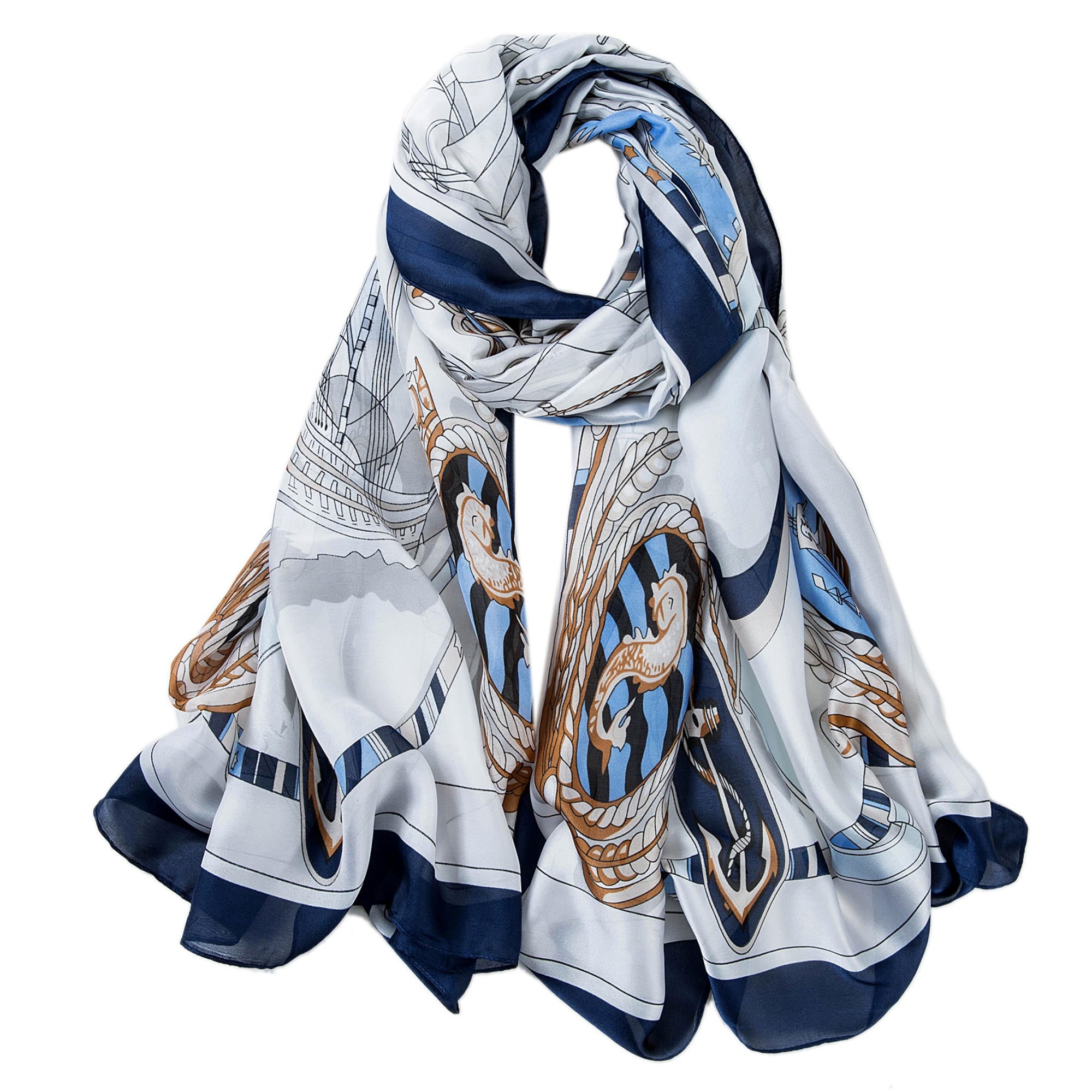 Etole de Soie Blue Florina Bleu 100% Soie 180x90cm