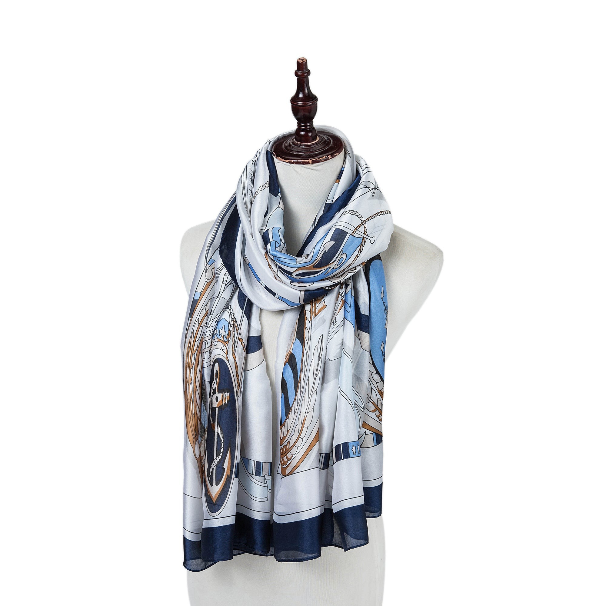 Etole de Soie Blue Florina Bleu 100% Soie 180x90cm