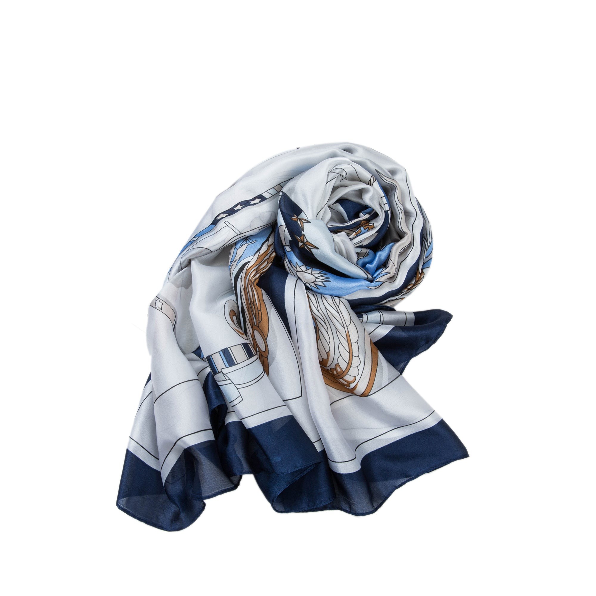 Etole de Soie Blue Florina Bleu 100% Soie 180x90cm