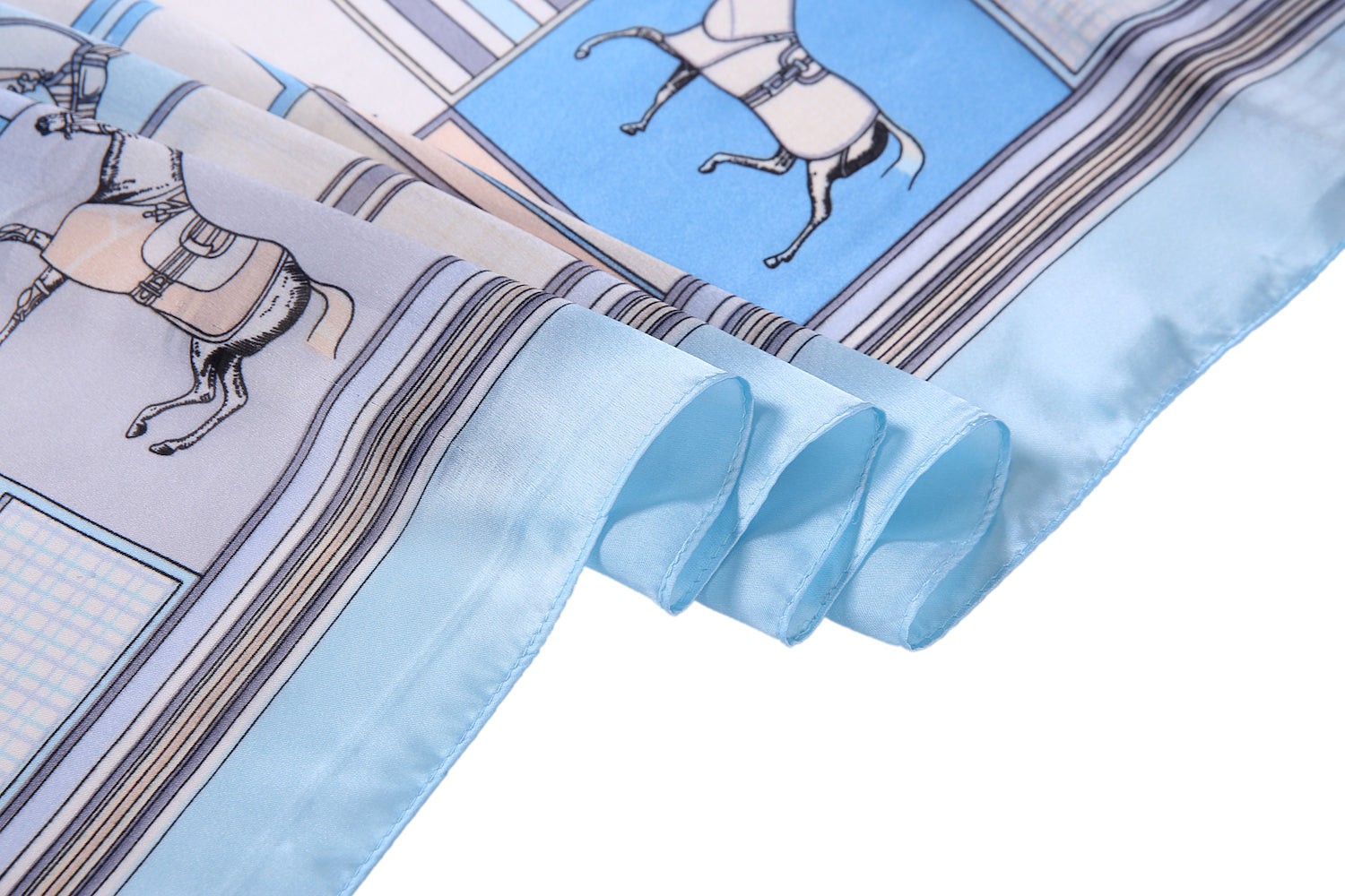 Étole de Soie Blue Horse Bleu 100% Soie 180x90cm