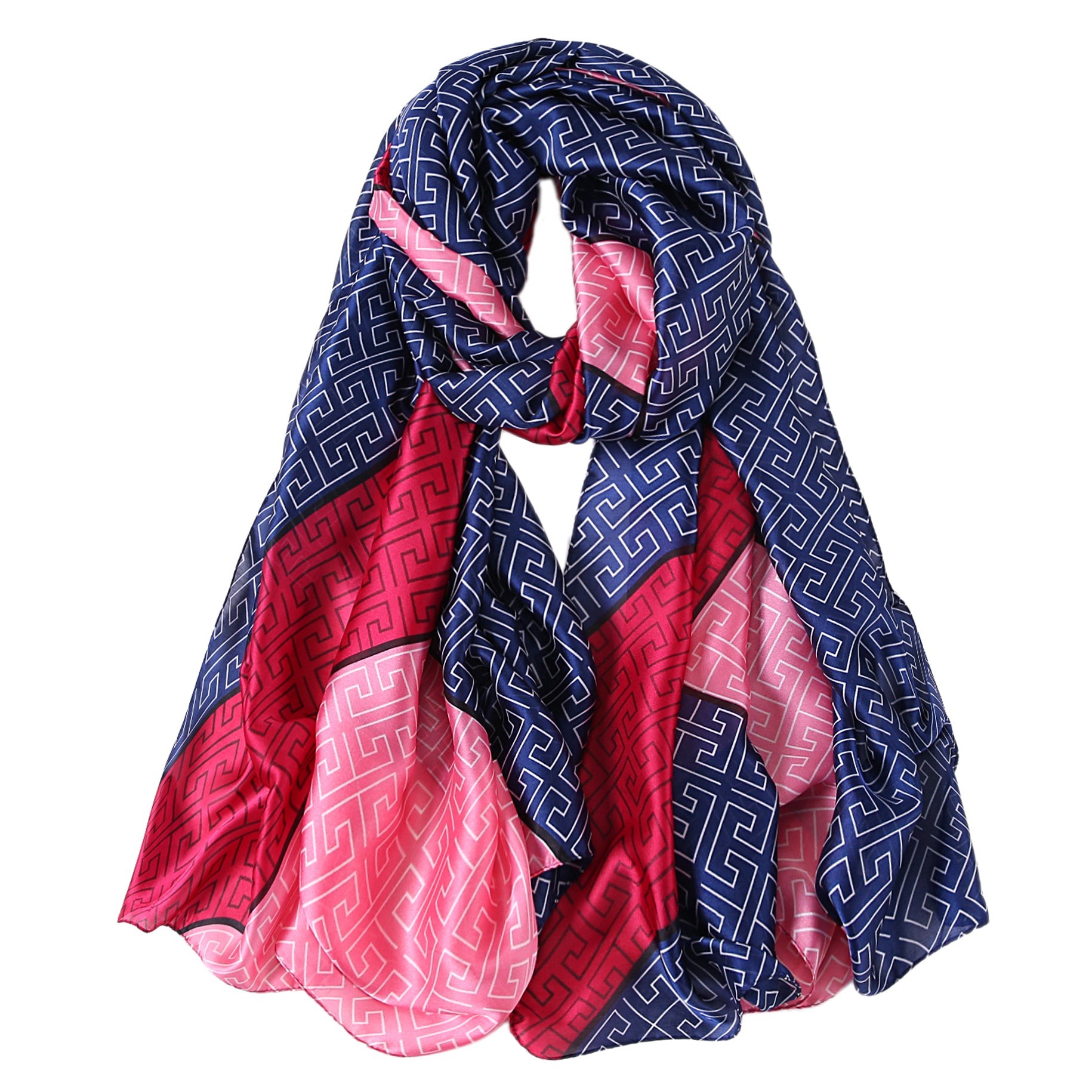 Étole de Soie Blue Pink BestPrint Double F Bleu 100% Soie 180x90cm