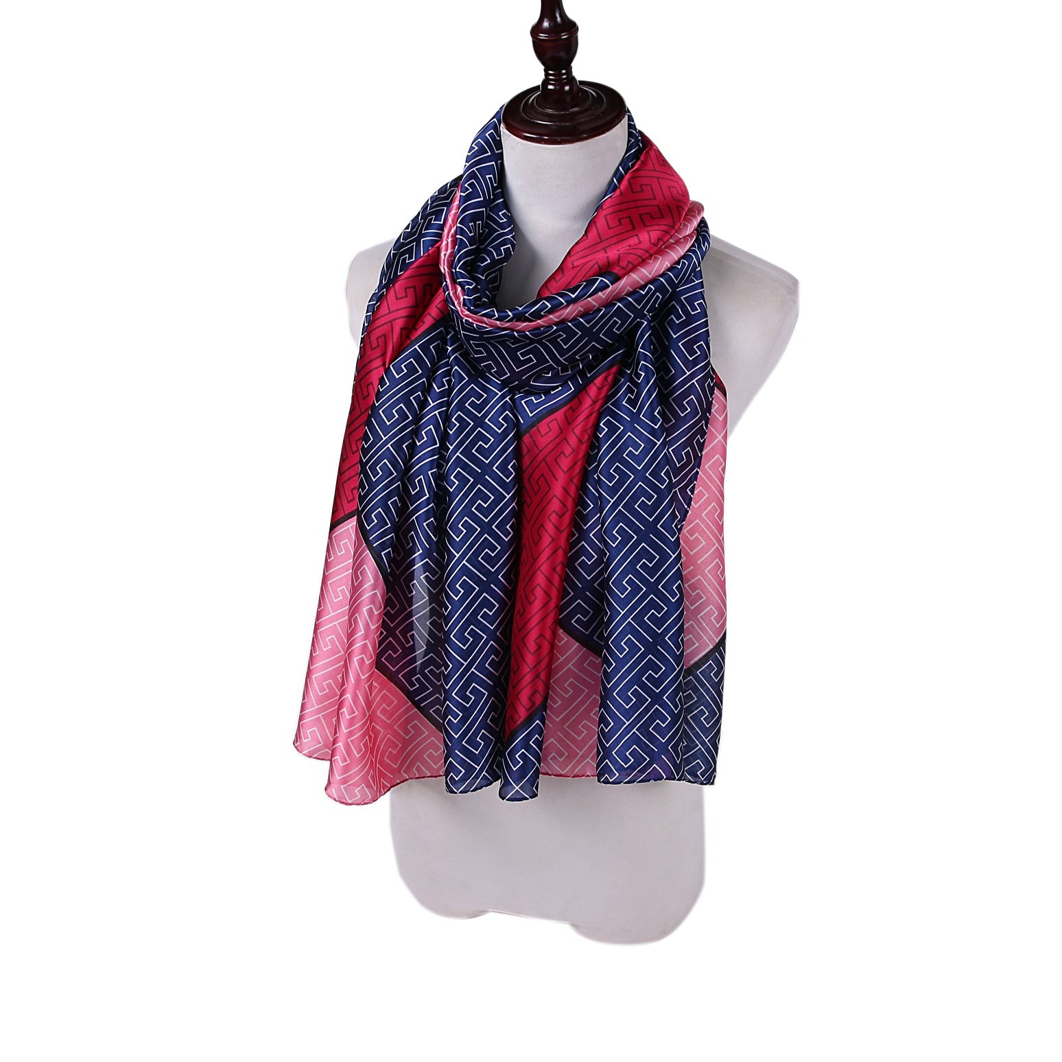 Étole de Soie Blue Pink BestPrint Double F Bleu 100% Soie 180x90cm