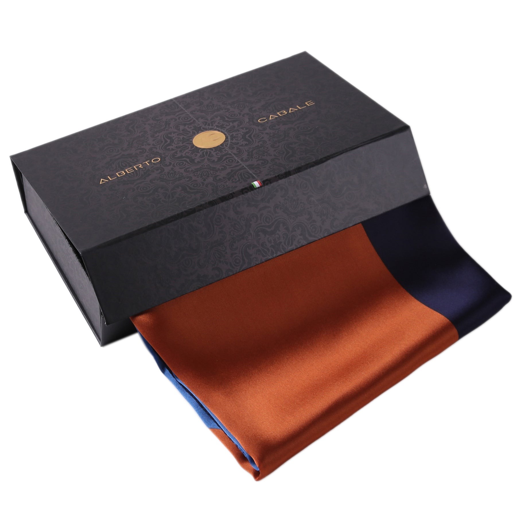 Étole de Soie Brown Blue Bestprint Madeleine Orange 100% Soie 180x90cm