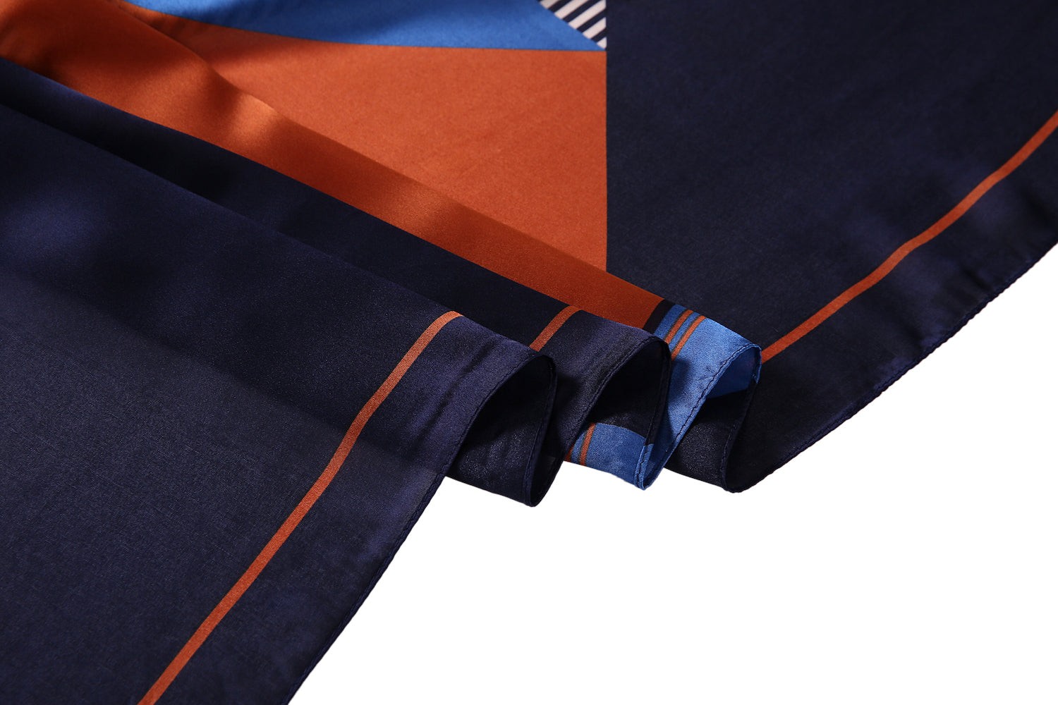 Étole de Soie Brown Blue Bestprint Madeleine Orange 100% Soie 180x90cm