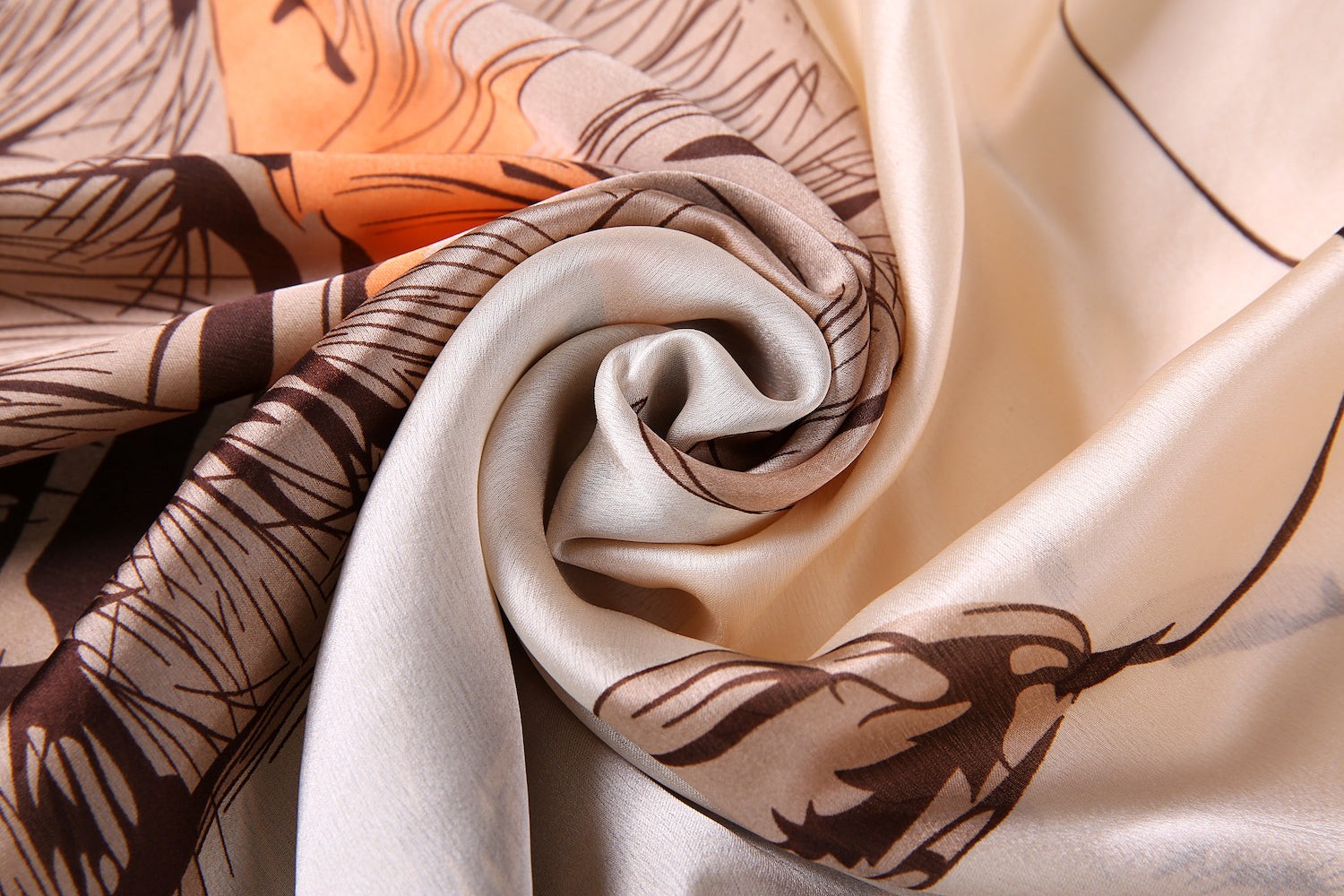 Étole de Soie Cream Flower Lulu Beige 100% Soie 180x90cm