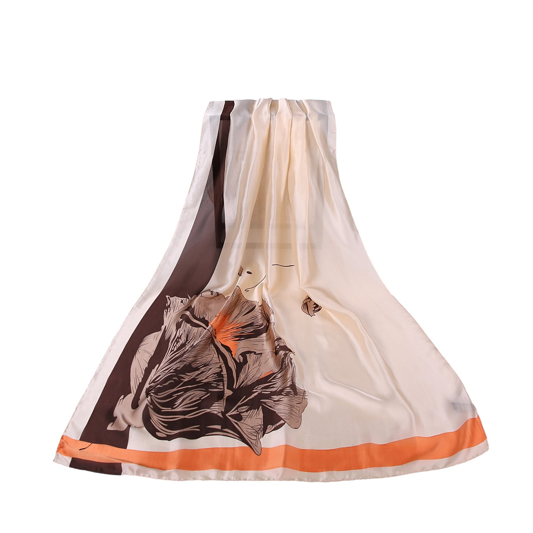 Étole de Soie Cream Flower Lulu Beige 100% Soie 180x90cm