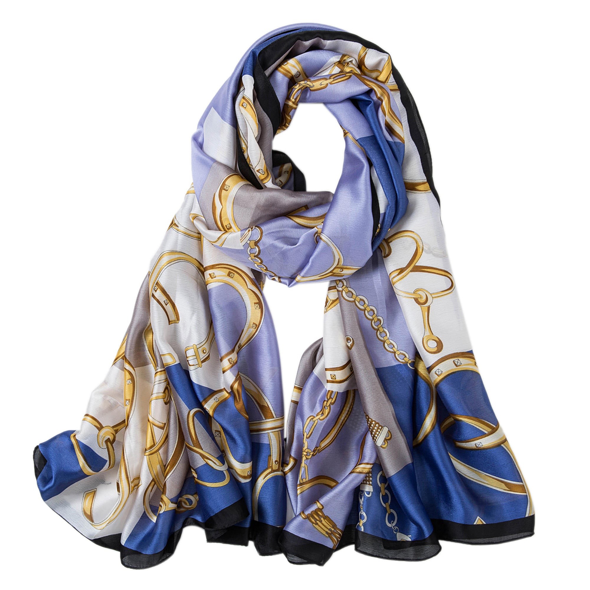 Étole de Soie Denim Florina Bleu 100% Soie 180x90cm