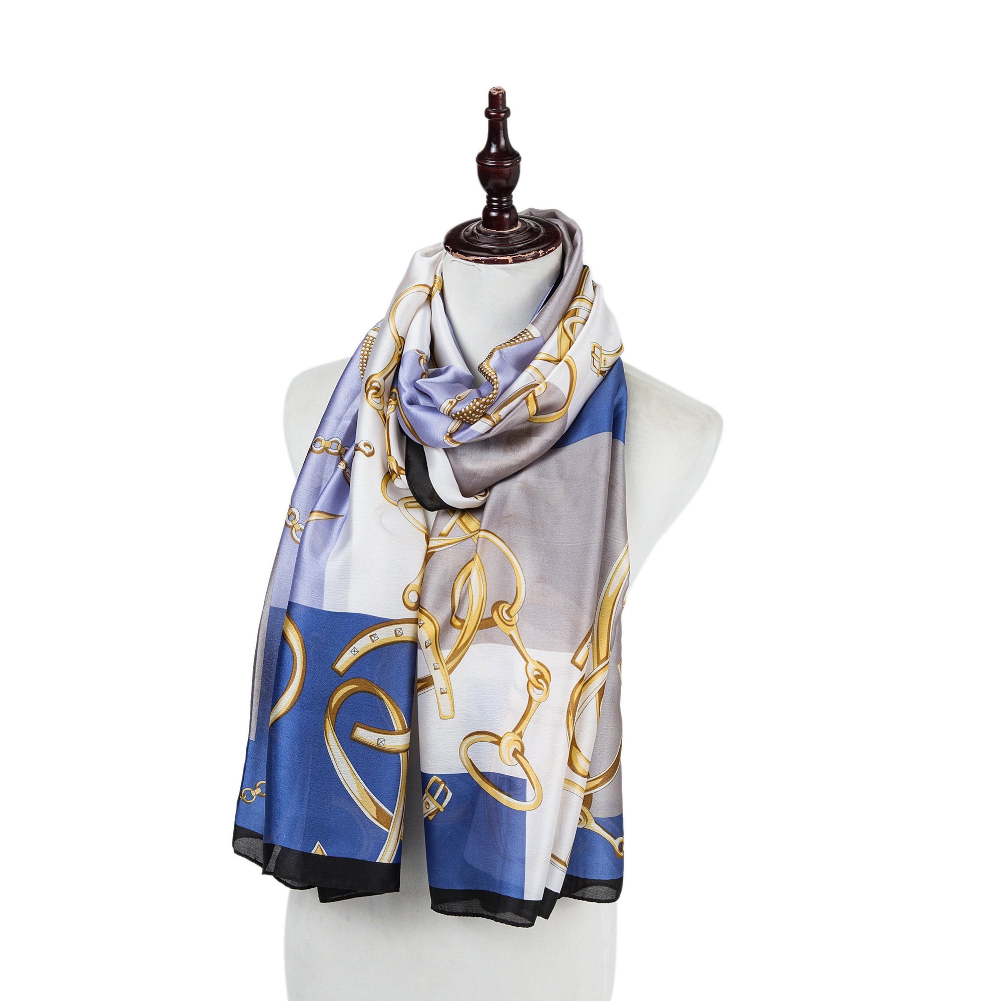 Étole de Soie Denim Florina Bleu 100% Soie 180x90cm
