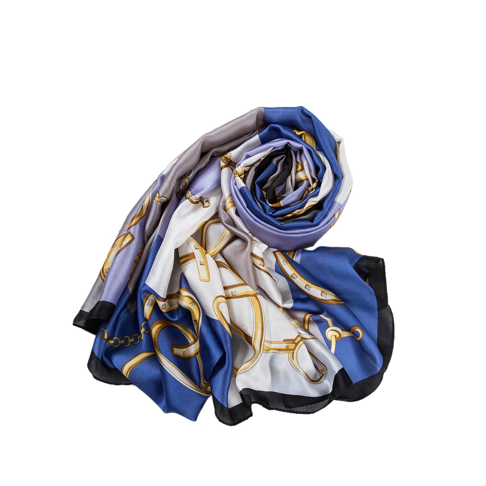 Étole de Soie Denim Florina Bleu 100% Soie 180x90cm