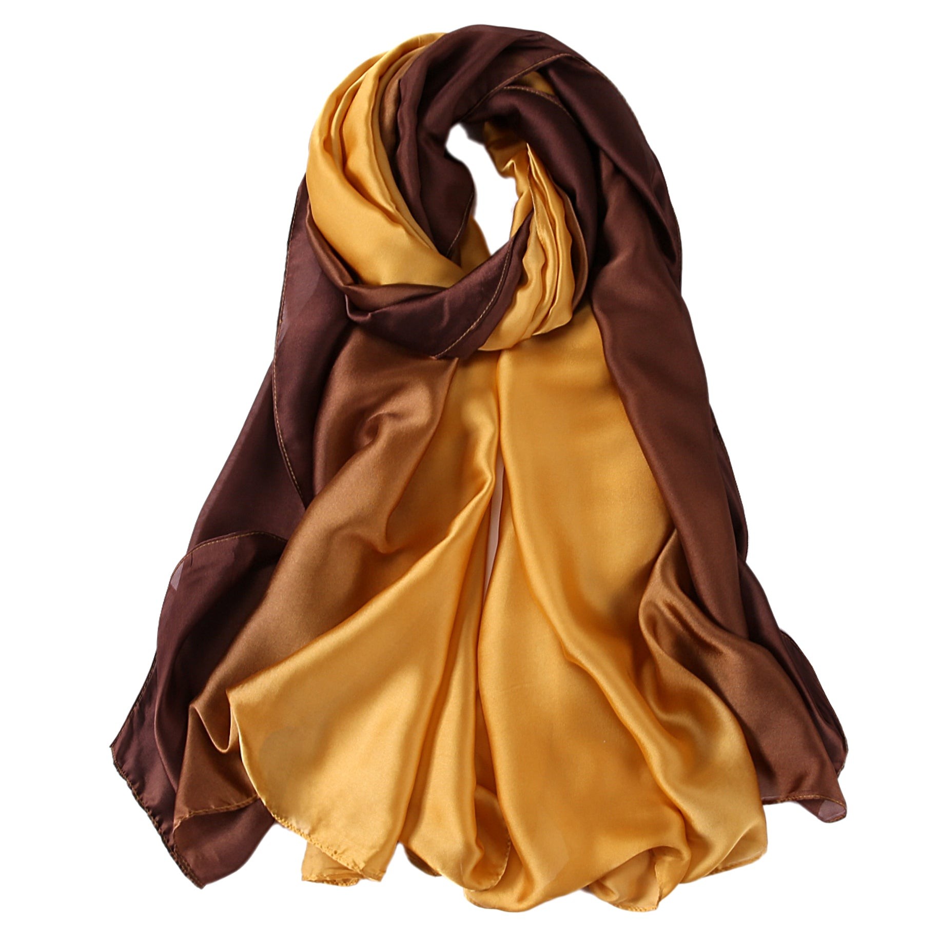 Étole de Soie Golden Coffee Duo 100% Soie 180x90cm