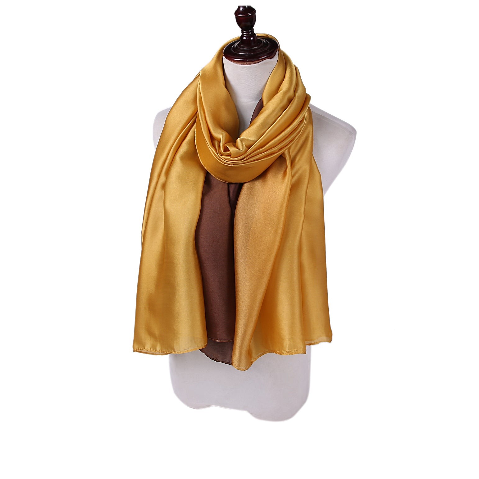Étole de Soie Golden Coffee Duo 100% Soie 180x90cm