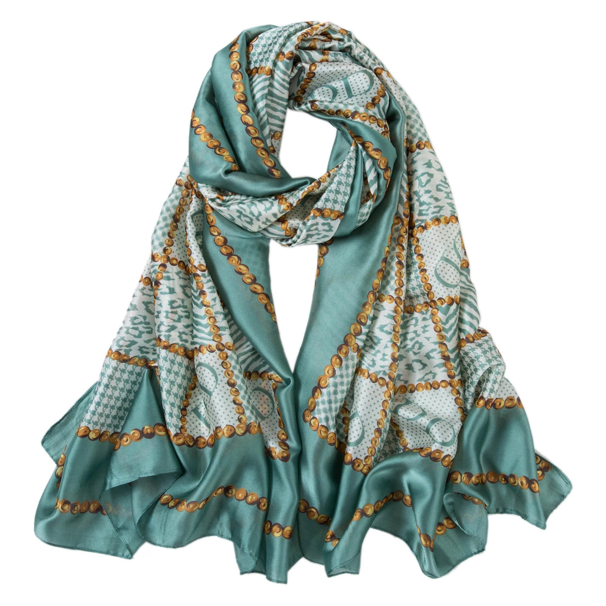 Étole de Soie Green Florina Vert 100% Soie 180x90cm