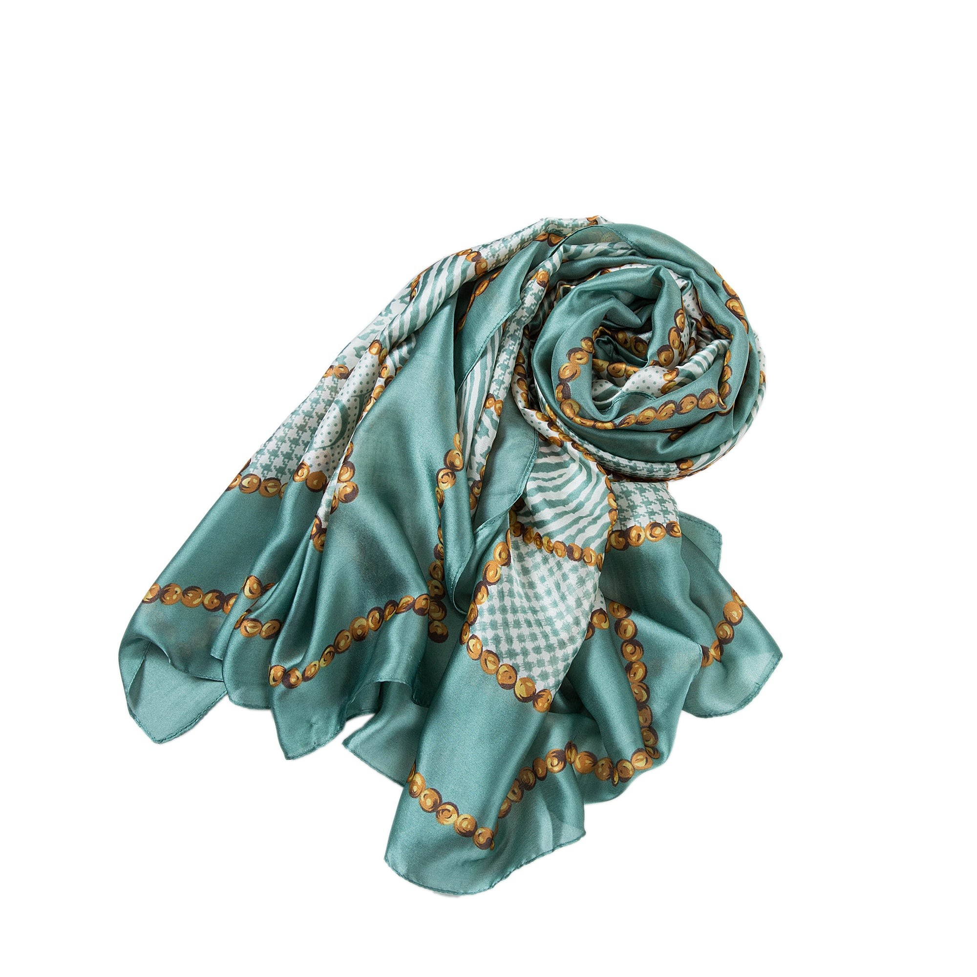 Étole de Soie Green Florina Vert 100% Soie 180x90cm