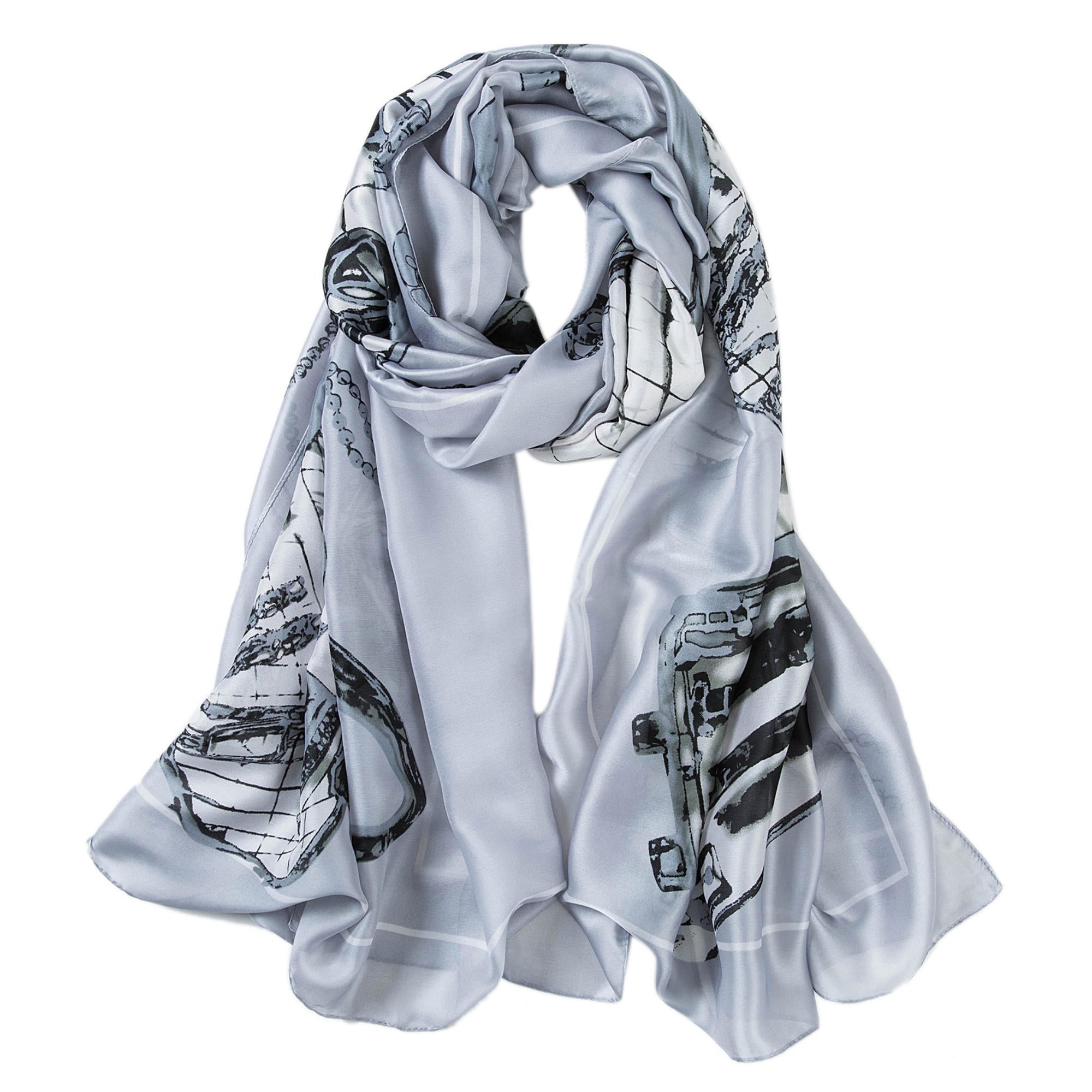 Étole de Soie Grey Florina Gris 100% Soie 180x90 cm