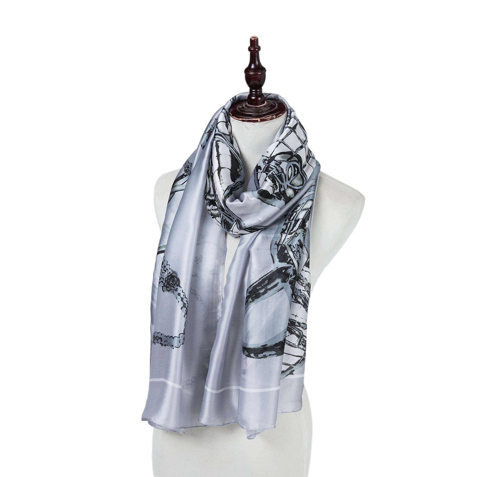 Étole de Soie Grey Florina Gris 100% Soie 180x90 cm