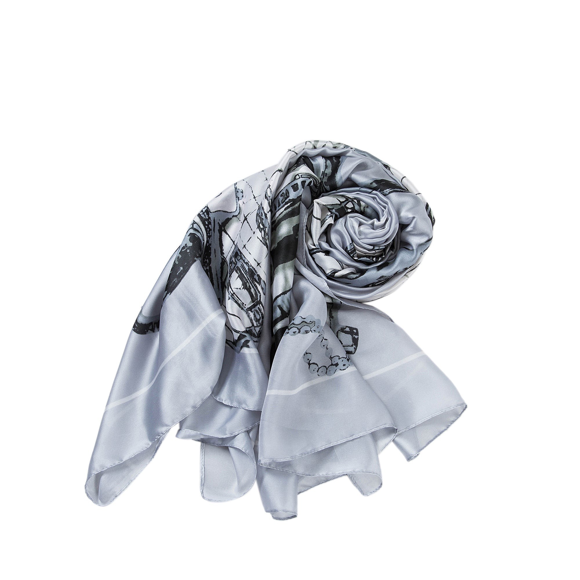 Étole de Soie Grey Florina Gris 100% Soie 180x90 cm