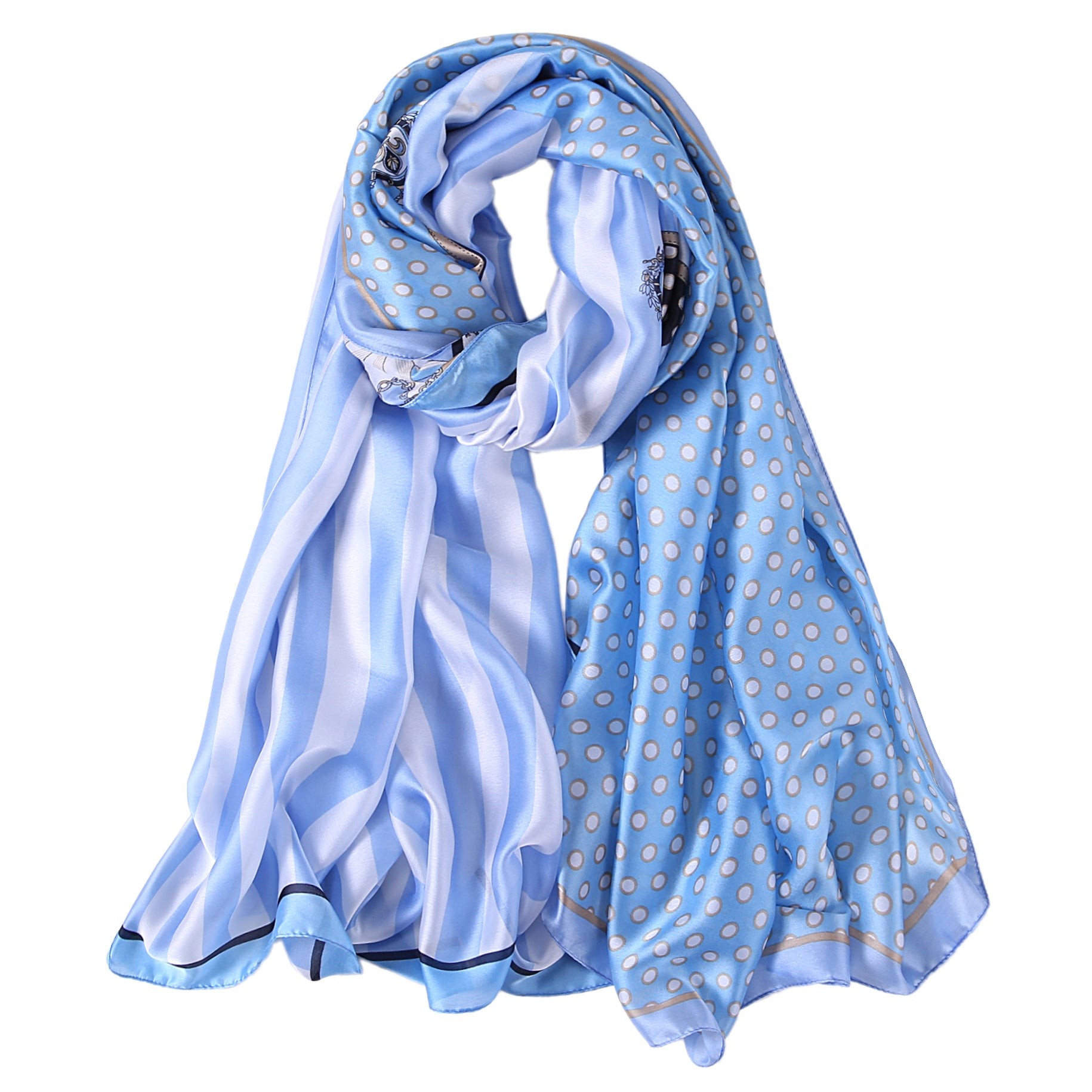 Etole de Soie Light Blue Point Bleu 100% Soie 180x90cm