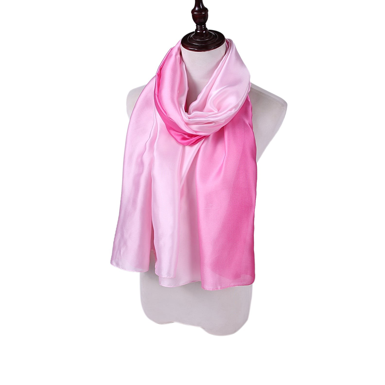 Étole de Soie Light Pink Dark Pink Duo Rose 100% Soie 180x90cm