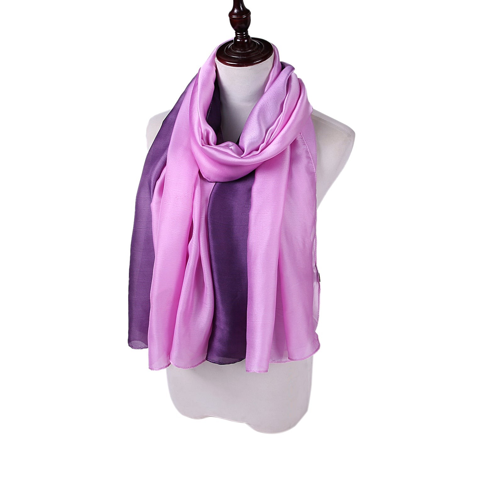 Étole de Soie Light Purple Dark Purple Duo Violet 100% Soie 180x90cm