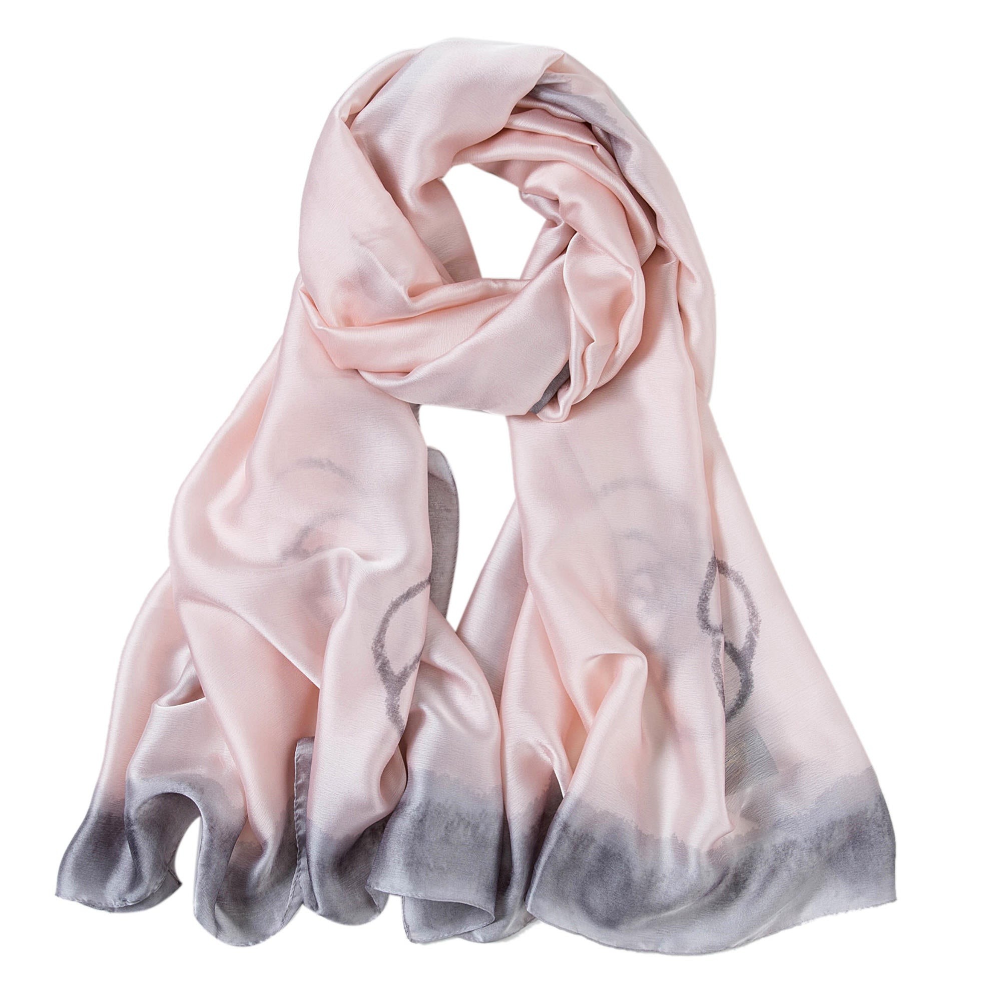 Étole de Soie Pale Pink Grey Florina Rose pale 100% Soie 180x90cm