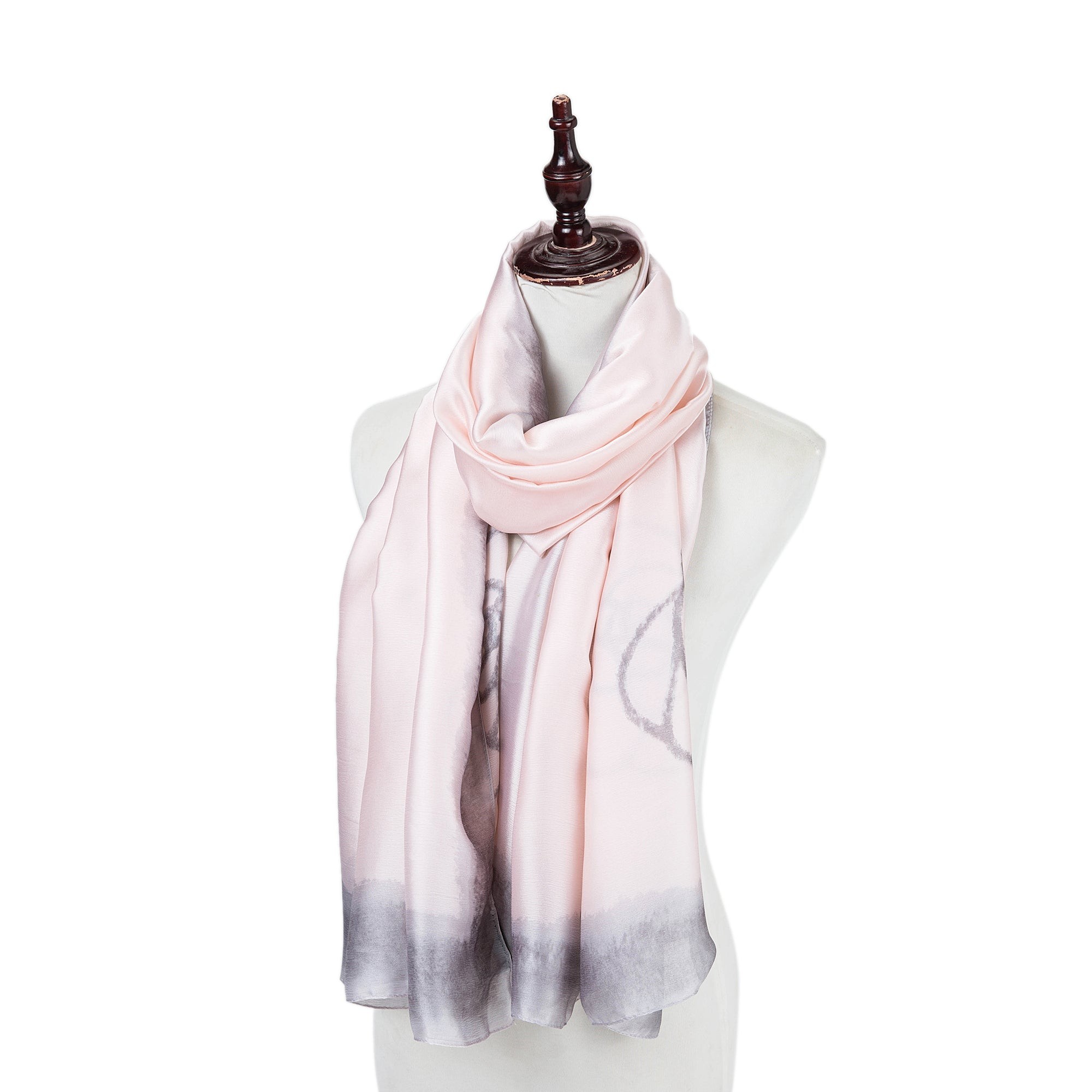 Étole de Soie Pale Pink Grey Florina Rose pale 100% Soie 180x90cm