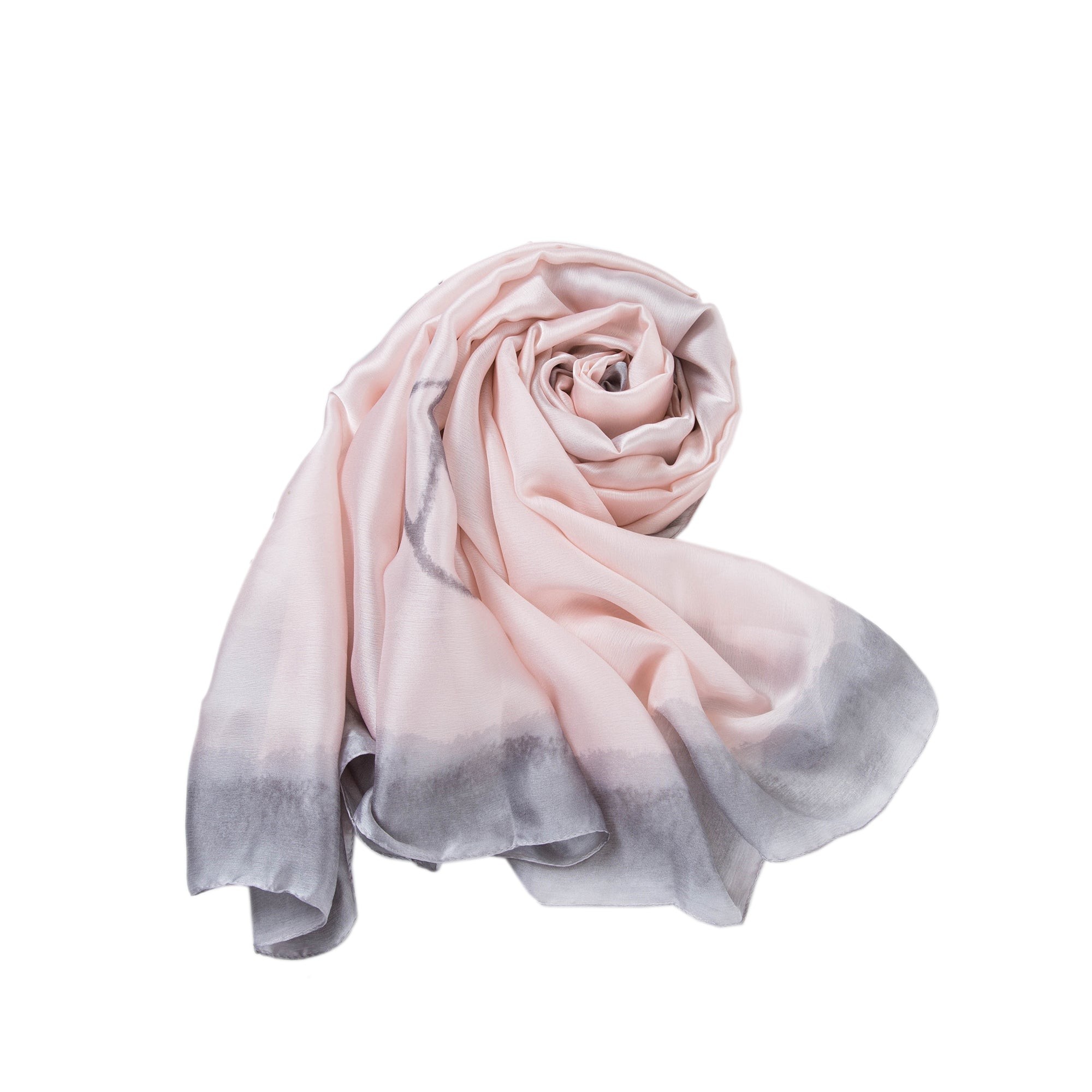 Étole de Soie Pale Pink Grey Florina Rose pale 100% Soie 180x90cm