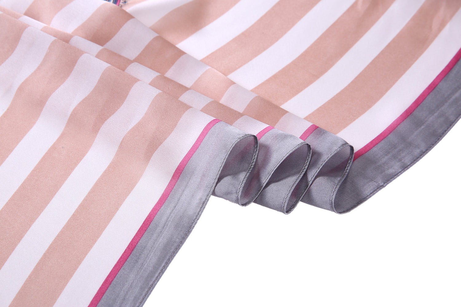 Étole de Soie Pale Pink Point Beige 100% Soie 180x90cm