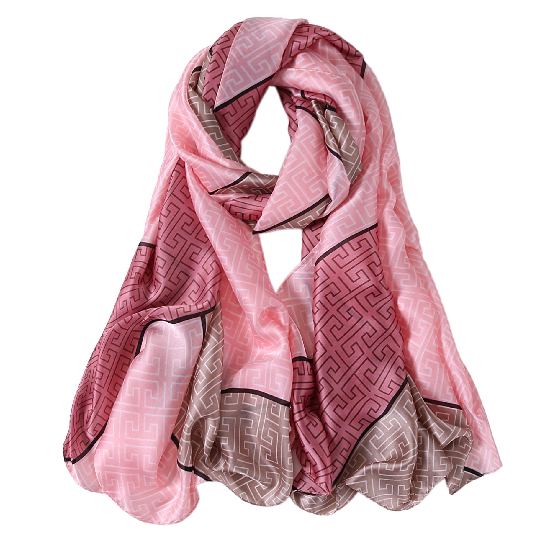 Étole de Soie Pink Bestprint Double F Rose 100% Soie 180x90cm