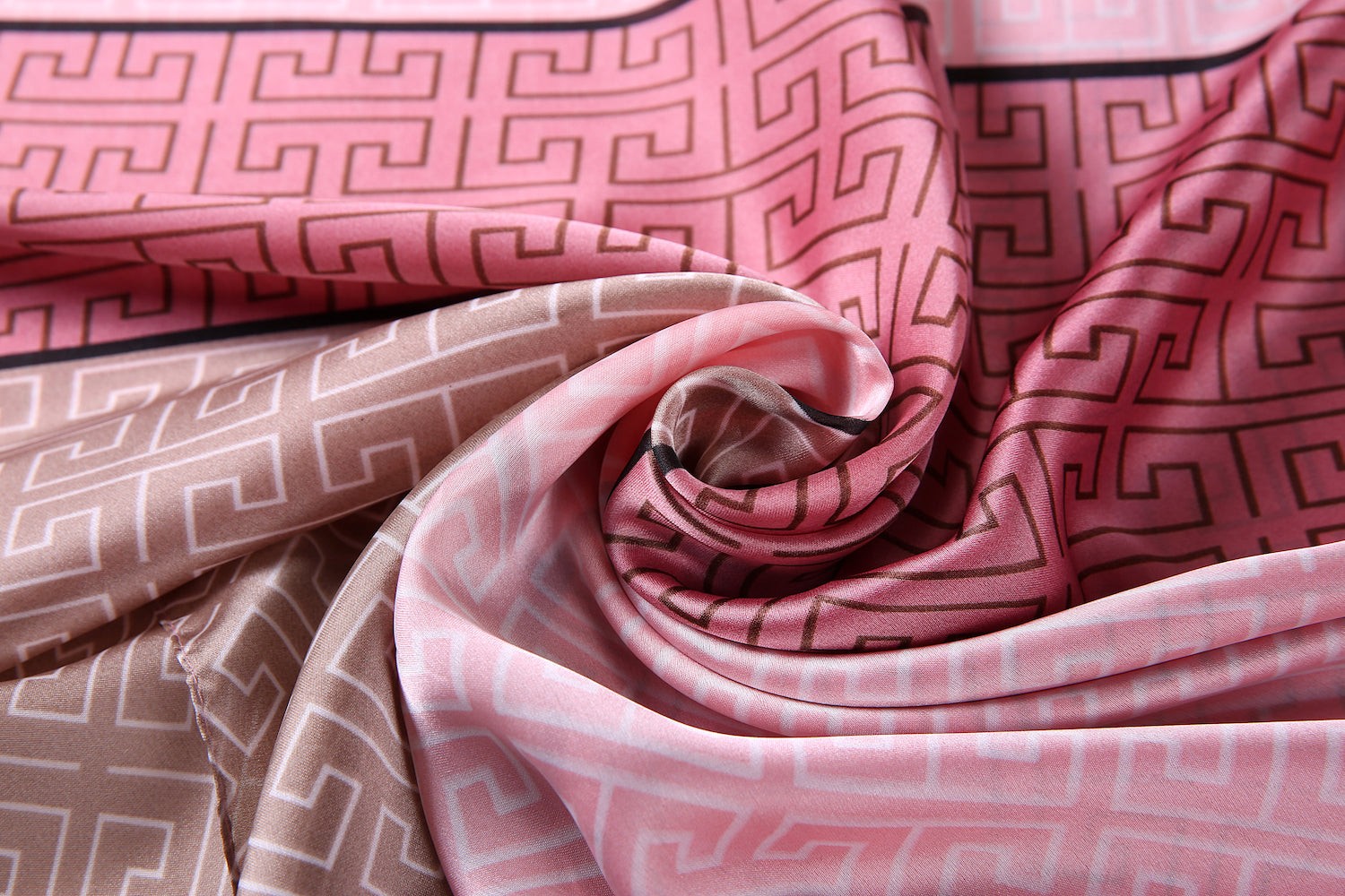 Étole de Soie Pink Bestprint Double F Rose 100% Soie 180x90cm