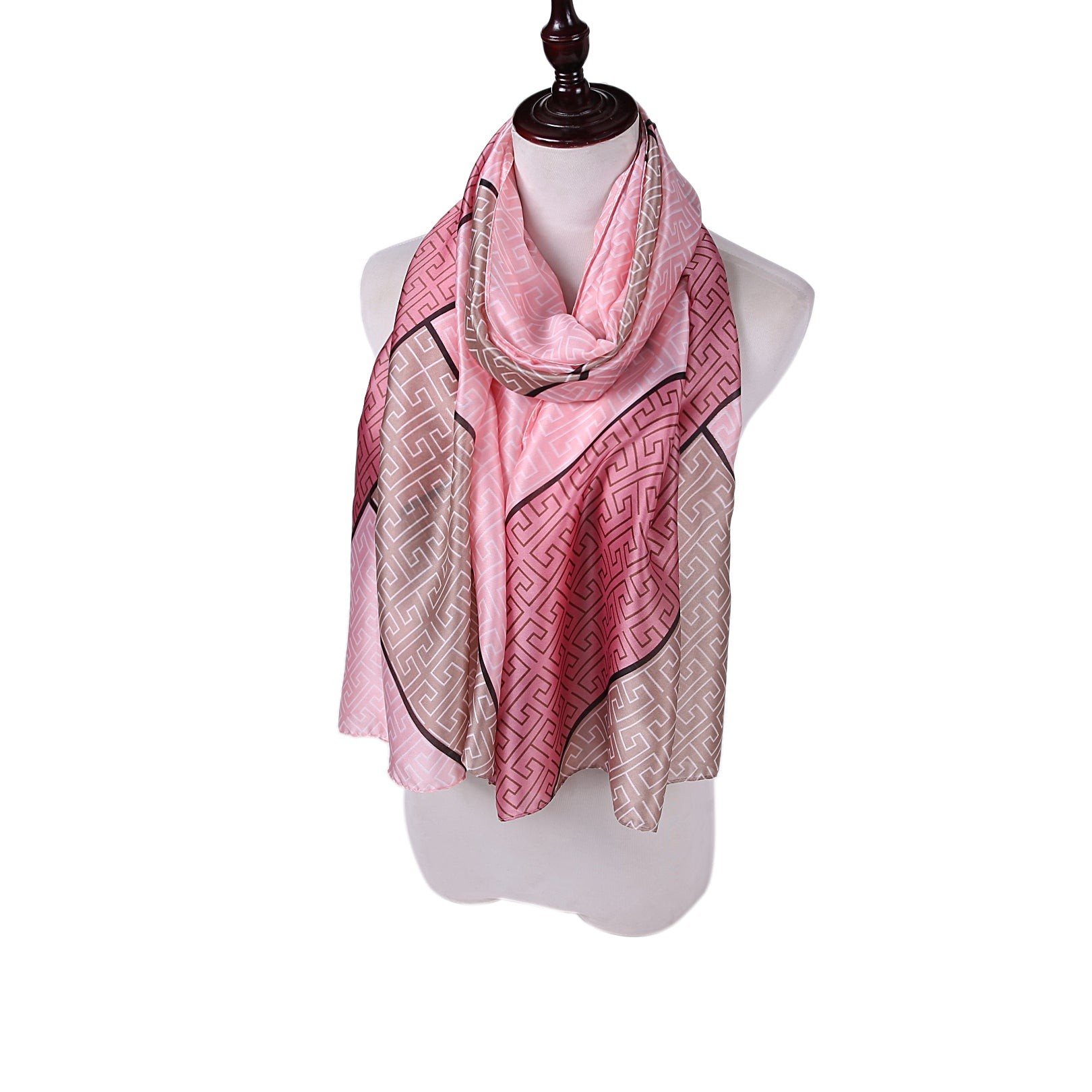 Étole de Soie Pink Bestprint Double F Rose 100% Soie 180x90cm