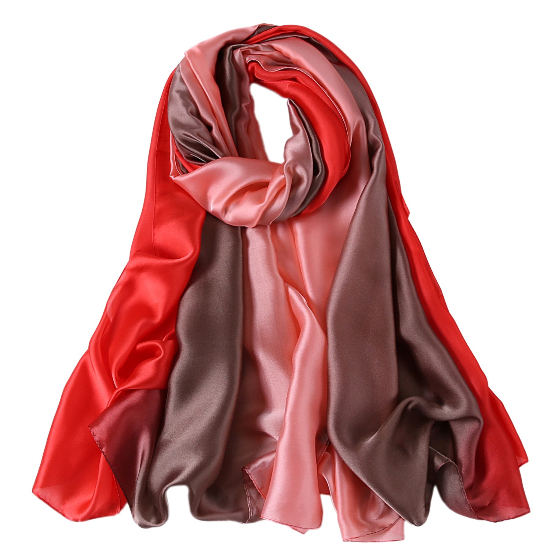 Étole de Soie Pink Coffee Red Duo Orange 100% Soie 180x90cm