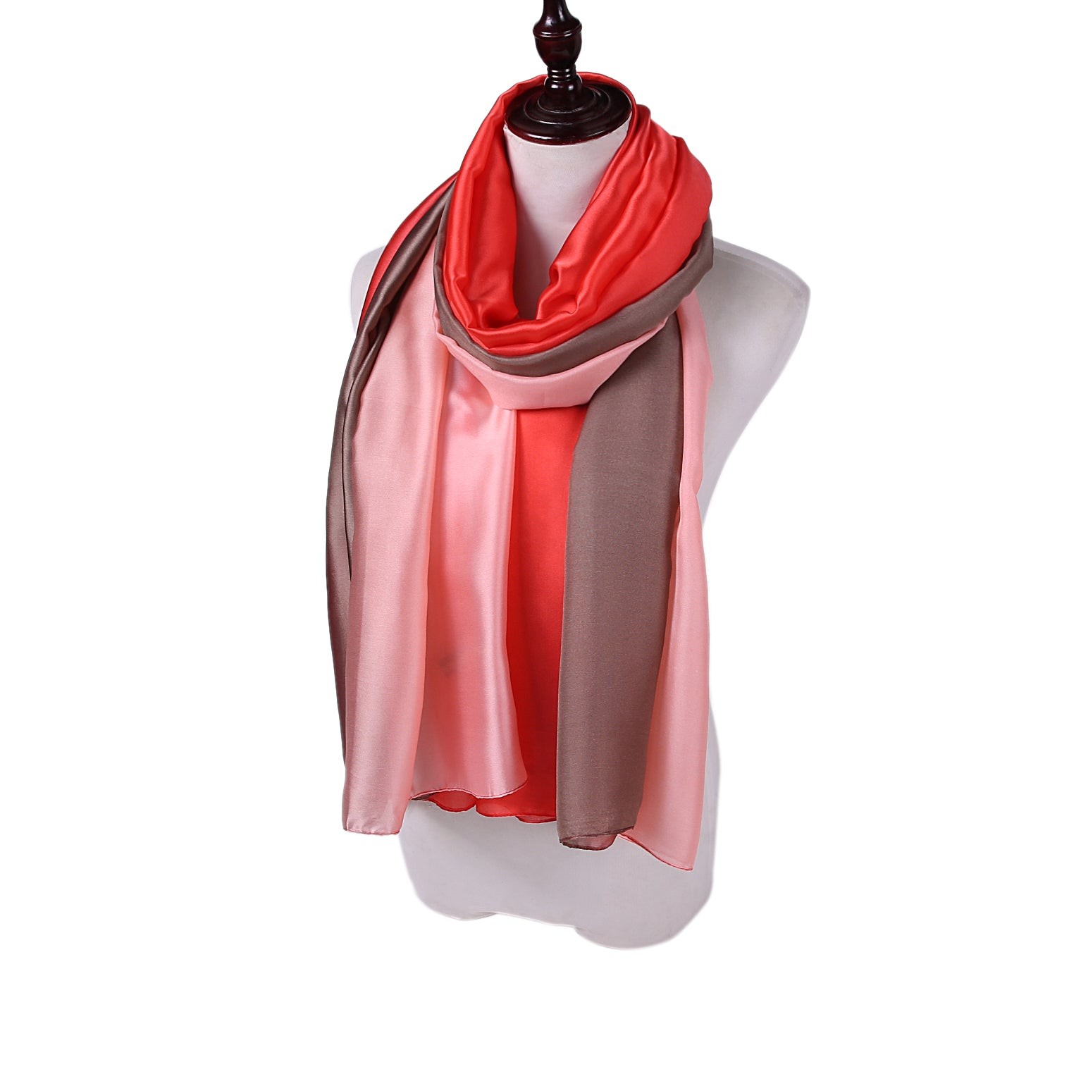 Étole de Soie Pink Coffee Red Duo Orange 100% Soie 180x90cm