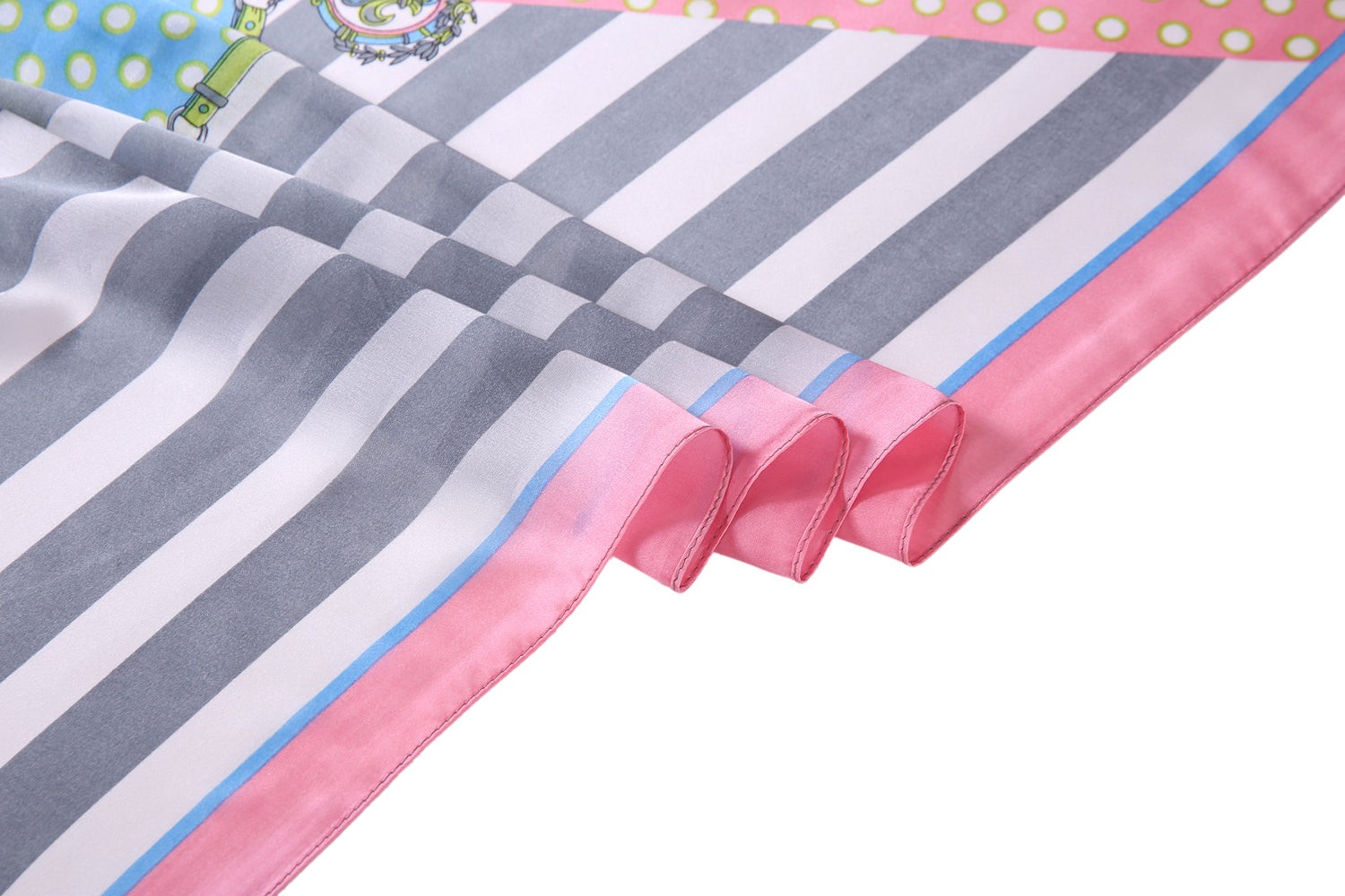 Étole de Soie Pink Grey Point Rose 100% Soie 180x90cm