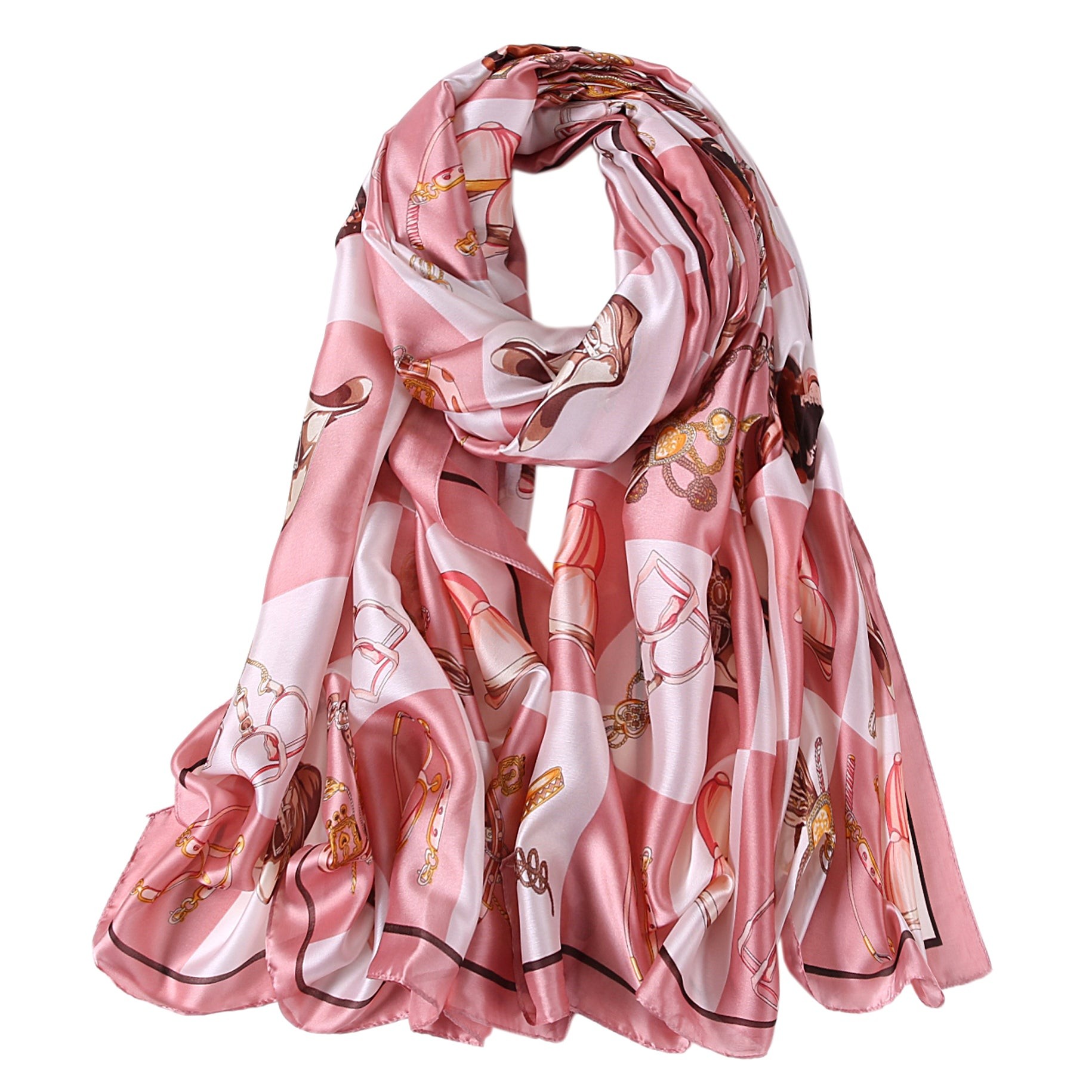 Étole de Soie Pink Horse Gown Rose 100% Soie 180x90cm