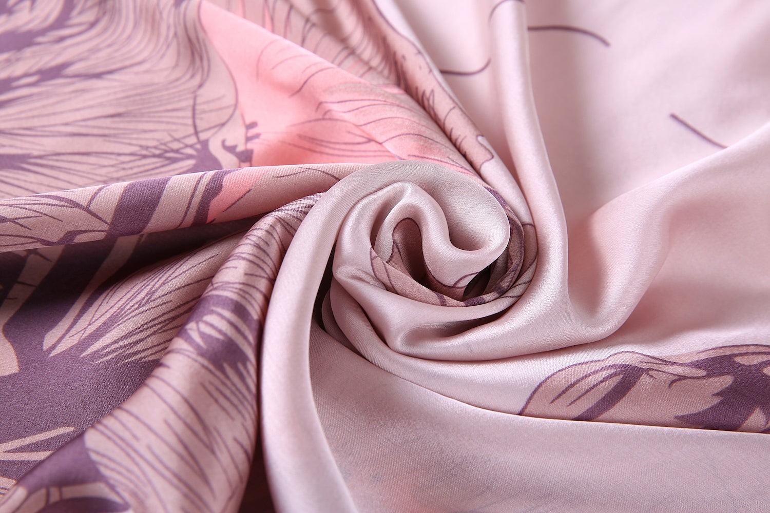 Étole de Soie Purple Flower Lulu Rose 100% Soie 180x90cm