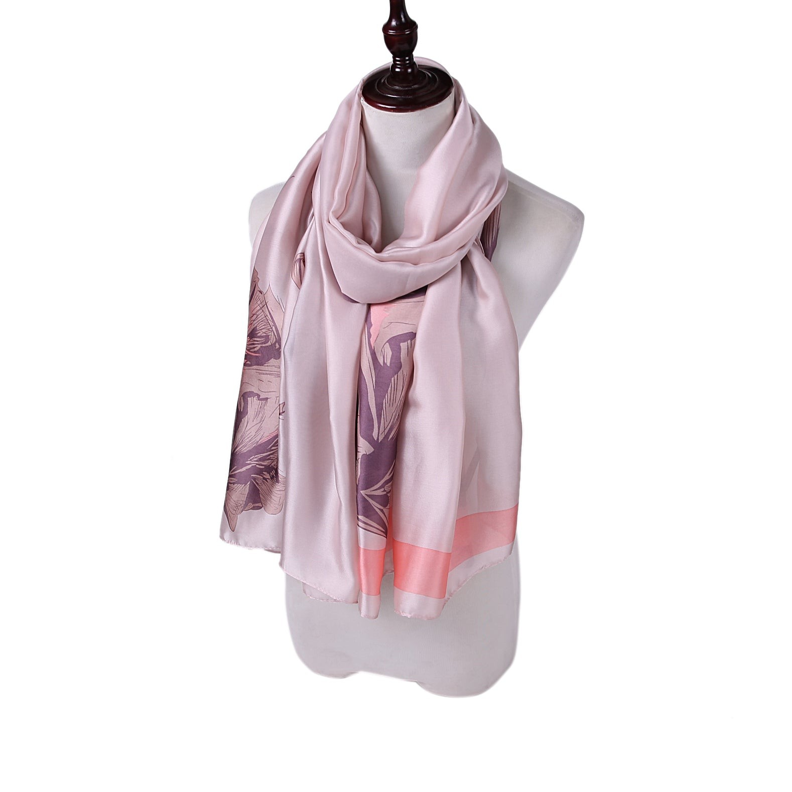 Étole de Soie Purple Flower Lulu Rose 100% Soie 180x90cm